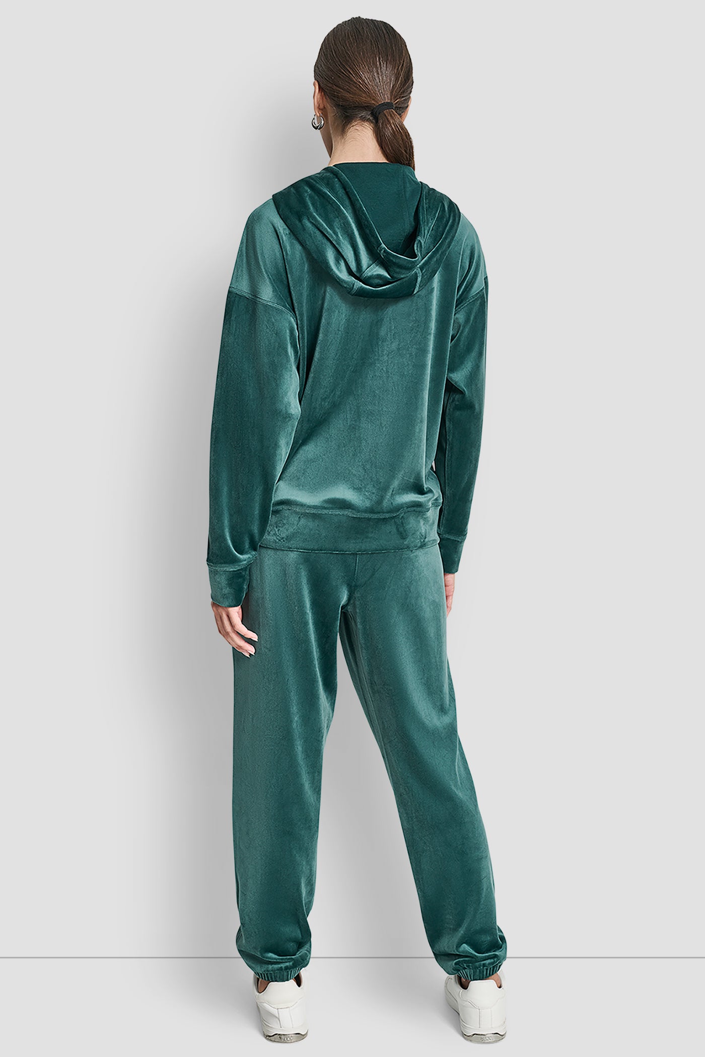 Velour Rhinestone Logo Full Zip Hoodie | Sweatshirt | DKNY