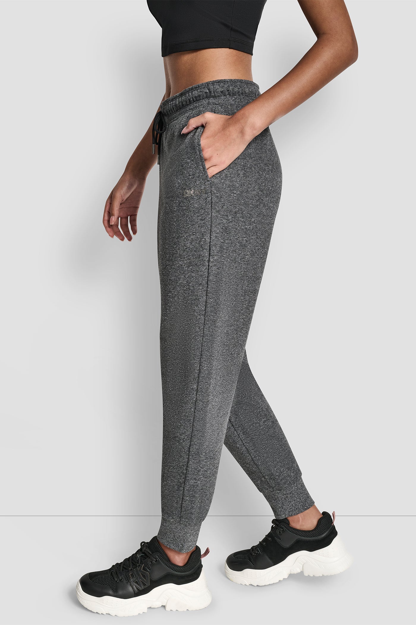 RHINESTONE LOGO CUFFED JOGGER VIEW 3 | DKNY Sport RHINESTONE LOGO CUFFED JOGGER VIEW 3 | DKNY Sport