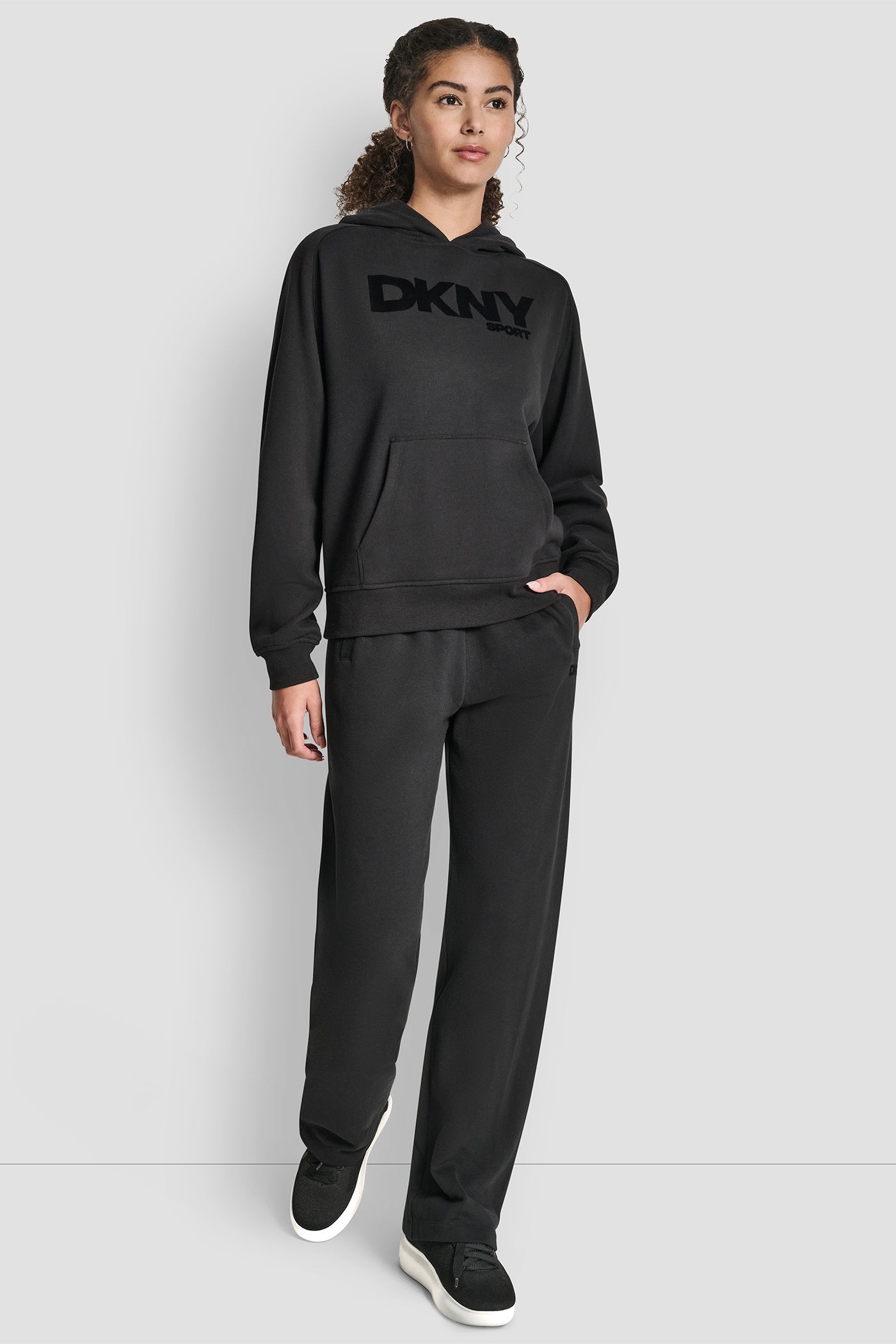 OVERSIZED FLOCKED LOGO PULLOVER HOODIE VIEW 5 | DKNY Sport OVERSIZED FLOCKED LOGO PULLOVER HOODIE VIEW 5 | DKNY Sport