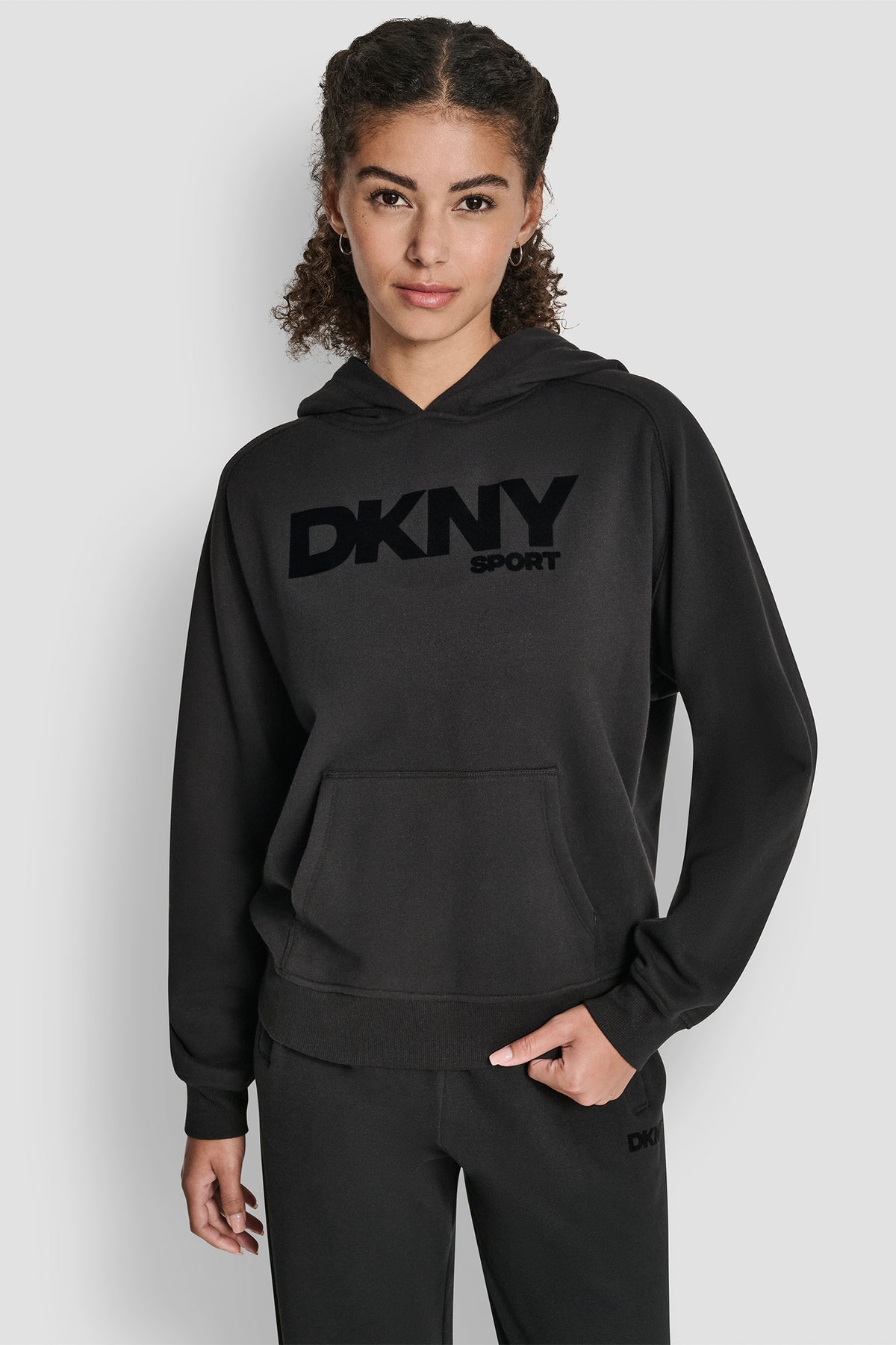 chinese dress ladies Oversized Flocked Logo Pullover Hoodie | Sweatshirt