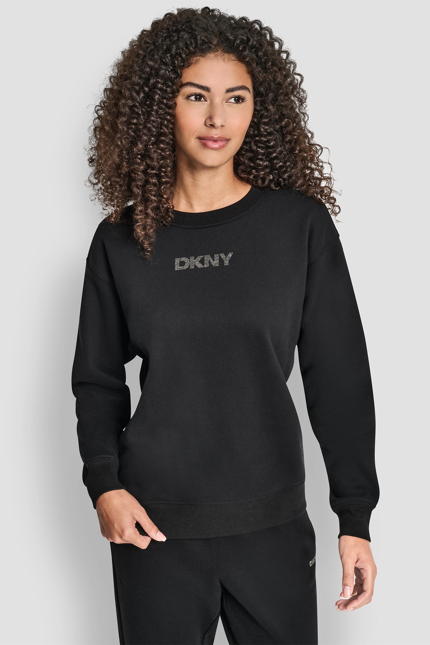 RHINESTONE LOGO NOLITA CREW NECK SWEATSHIRT VIEW 1 | DKNY Sport RHINESTONE LOGO NOLITA CREW NECK SWEATSHIRT VIEW 1 | DKNY Sport