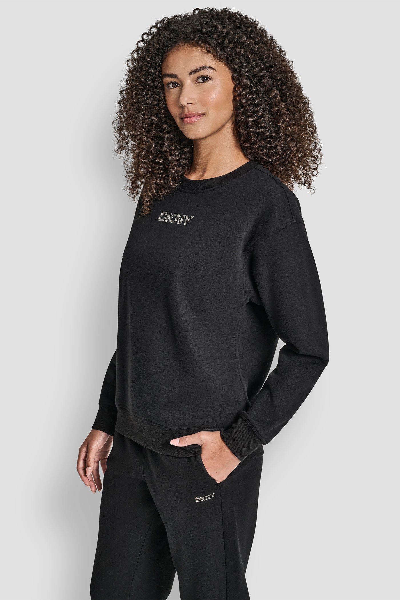 RHINESTONE LOGO NOLITA CREW NECK SWEATSHIRT VIEW 3 | DKNY Sport RHINESTONE LOGO NOLITA CREW NECK SWEATSHIRT VIEW 3 | DKNY Sport