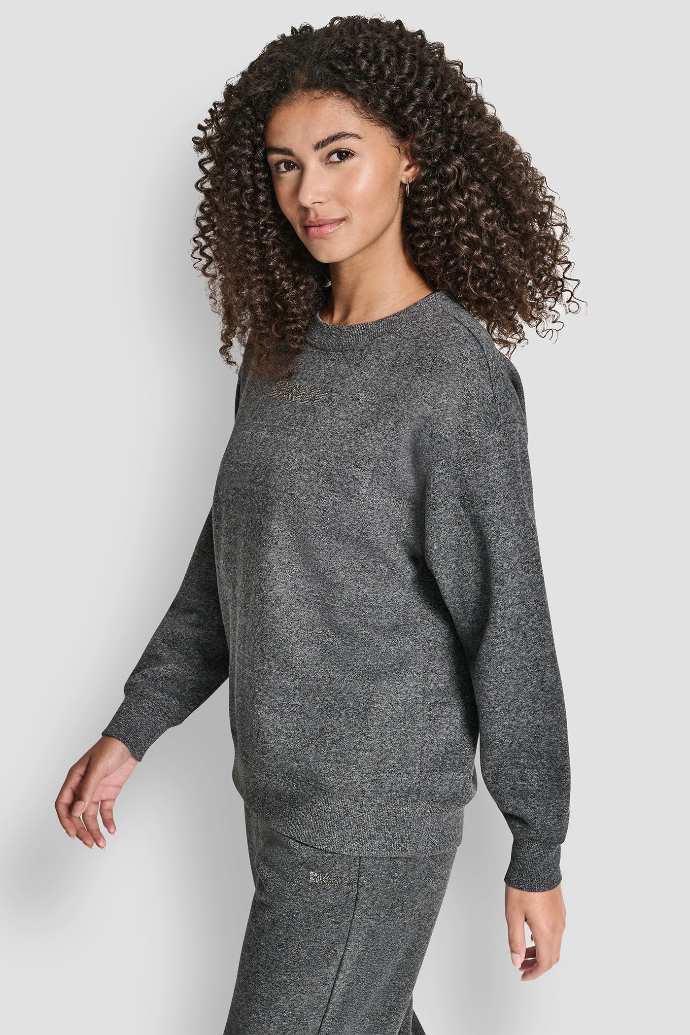 RHINESTONE LOGO NOLITA CREW NECK SWEATSHIRT VIEW 3 | DKNY Sport RHINESTONE LOGO NOLITA CREW NECK SWEATSHIRT VIEW 3 | DKNY Sport