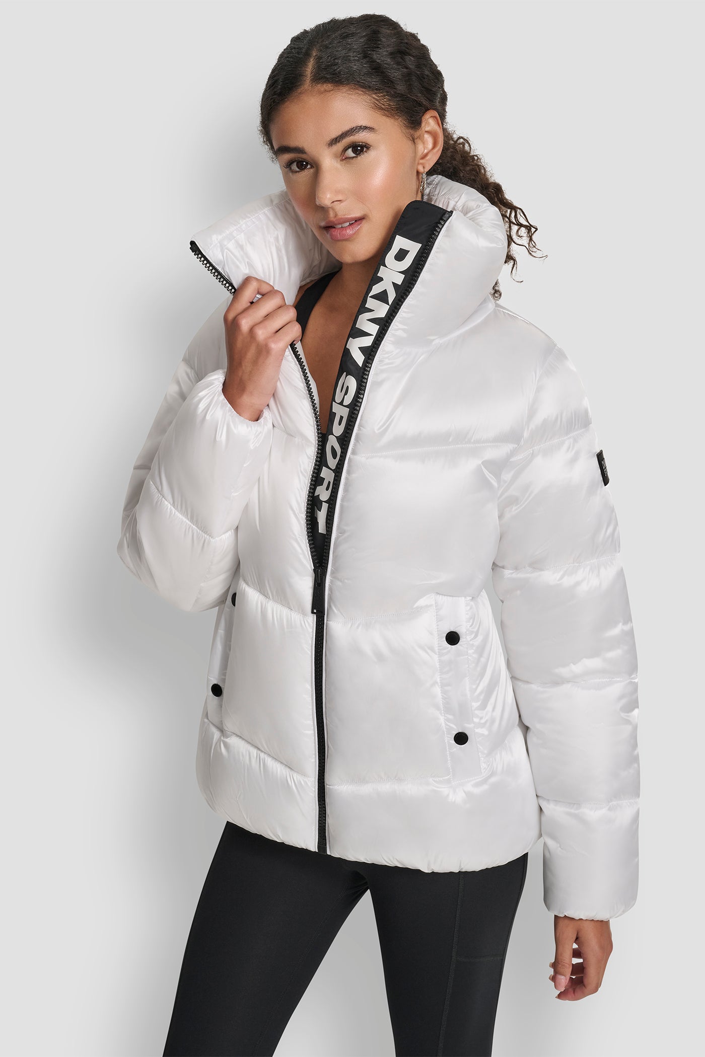 QUILTED PUFFER WITH OVERSIZED COLLAR AND INTERIOR PLACKET LOGO VIEW 1 | New Arrivals QUILTED PUFFER WITH OVERSIZED COLLAR AND INTERIOR PLACKET LOGO VIEW 1 | New Arrivals