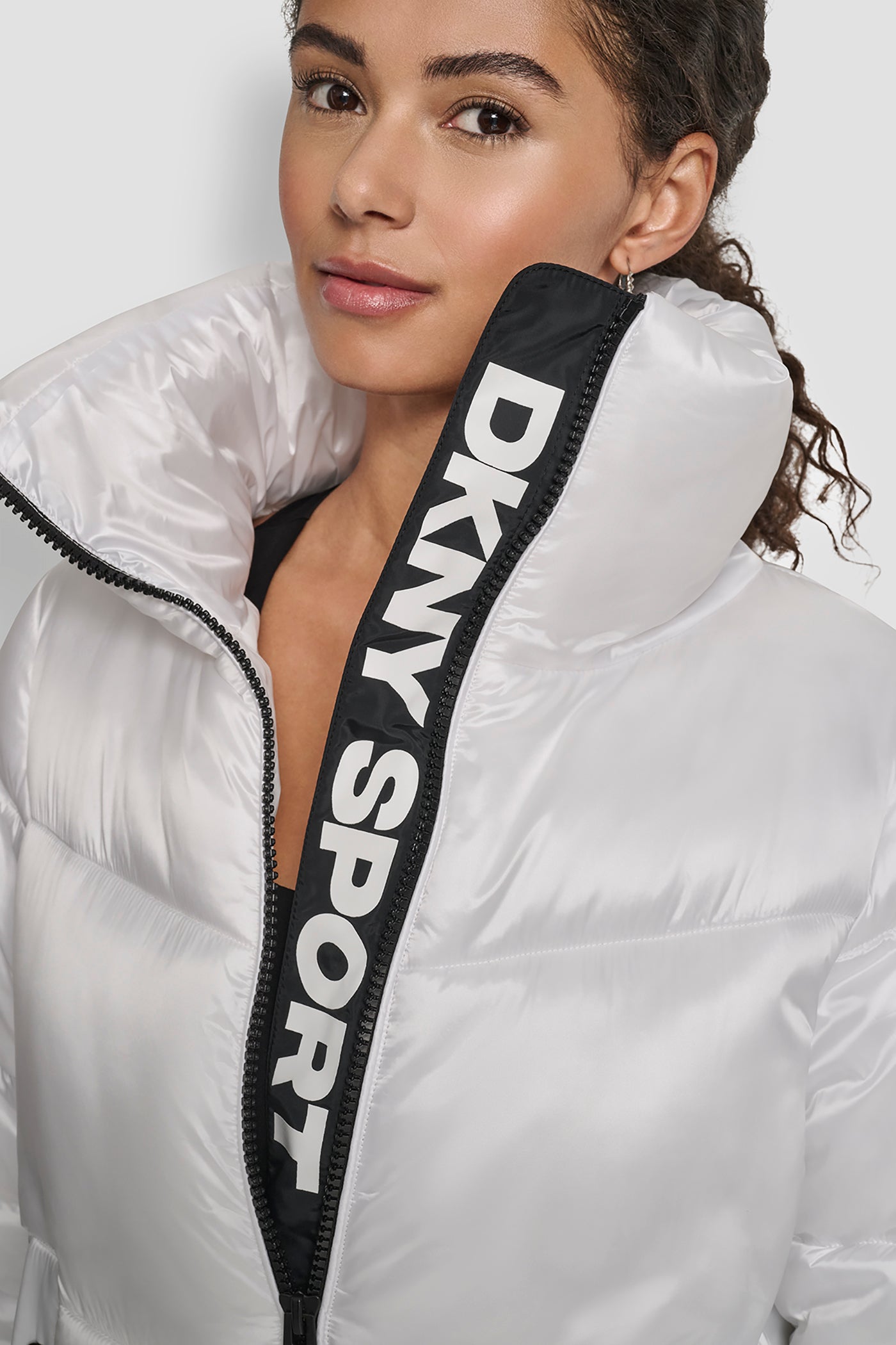 QUILTED PUFFER WITH OVERSIZED COLLAR AND INTERIOR PLACKET LOGO VIEW 4 | New Arrivals QUILTED PUFFER WITH OVERSIZED COLLAR AND INTERIOR PLACKET LOGO VIEW 4 | New Arrivals