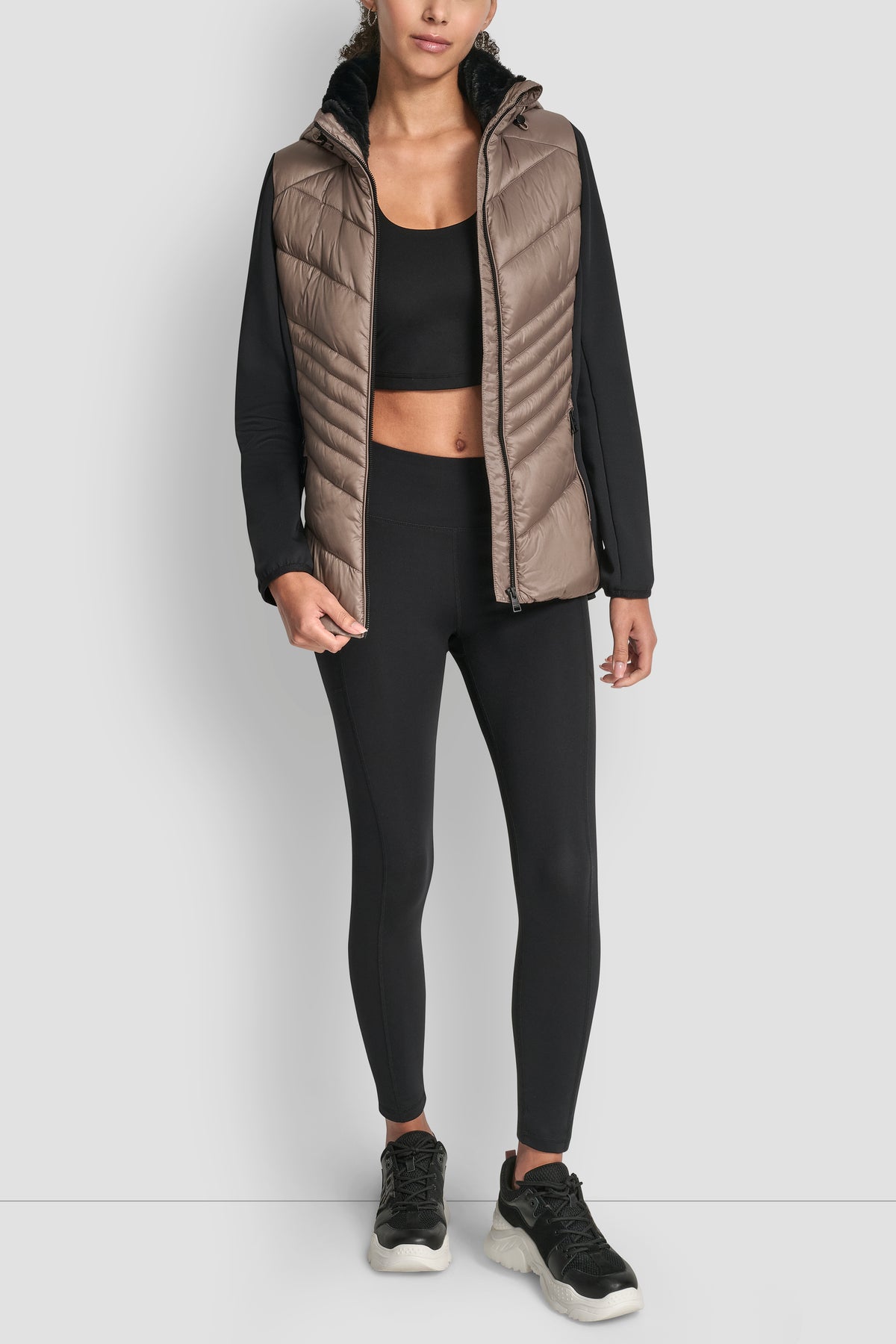 CHEVRON QUILTED SCUBA MIX JACKET VIEW 2