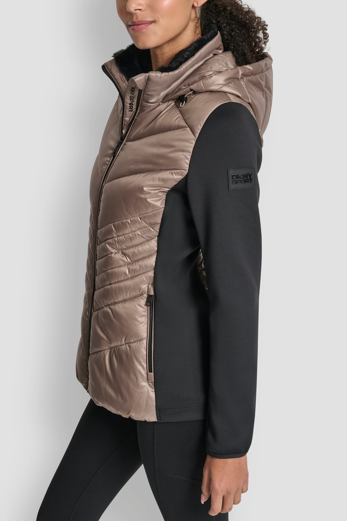 CHEVRON QUILTED SCUBA MIX JACKET VIEW 2
