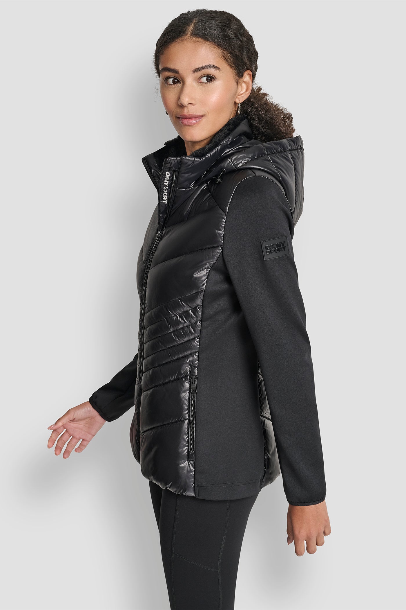 CHEVRON QUILTED SCUBA MIX JACKET VIEW 3 | New Arrivals CHEVRON QUILTED SCUBA MIX JACKET VIEW 3 | New Arrivals