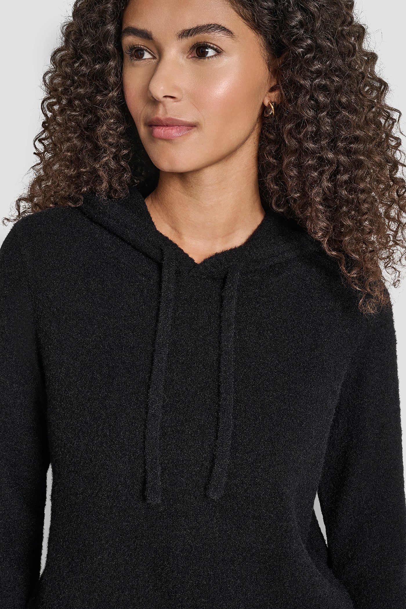 FEATHER YARN HOODIE WITH DRAWCORD AND TONAL LOGO VIEW 4 | DKNY Sport FEATHER YARN HOODIE WITH DRAWCORD AND TONAL LOGO VIEW 4 | DKNY Sport