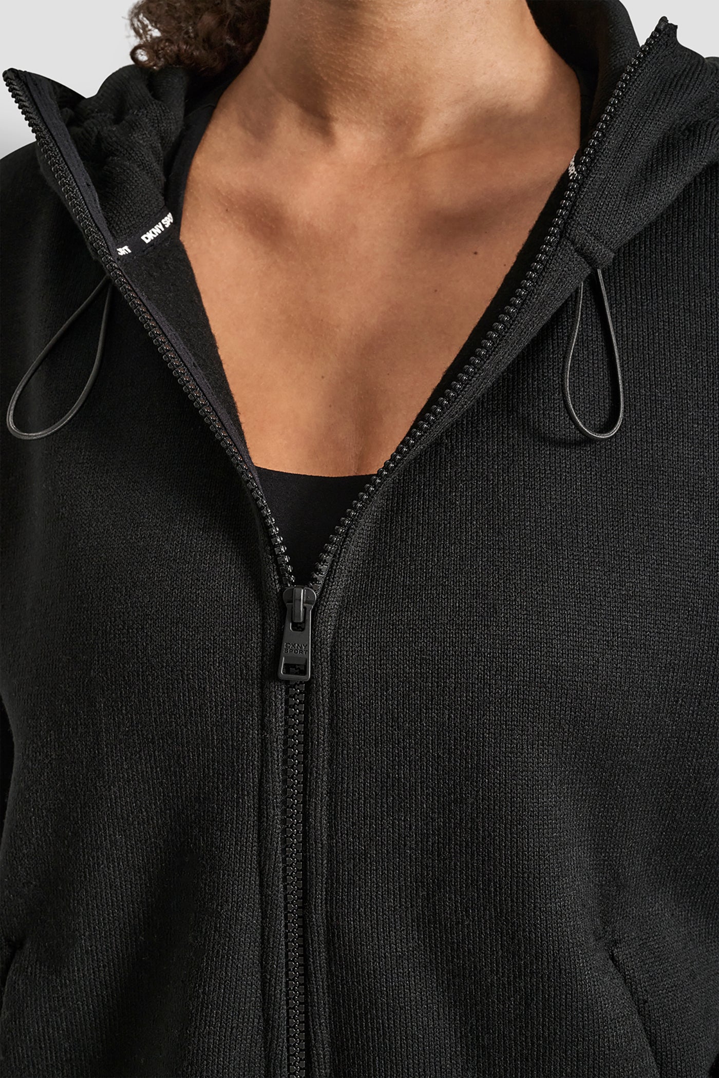 SWEATER FLEECE FULL ZIP HOODIE WITH BUNGEES VIEW 4 | DKNY Sport SWEATER FLEECE FULL ZIP HOODIE WITH BUNGEES VIEW 4 | DKNY Sport
