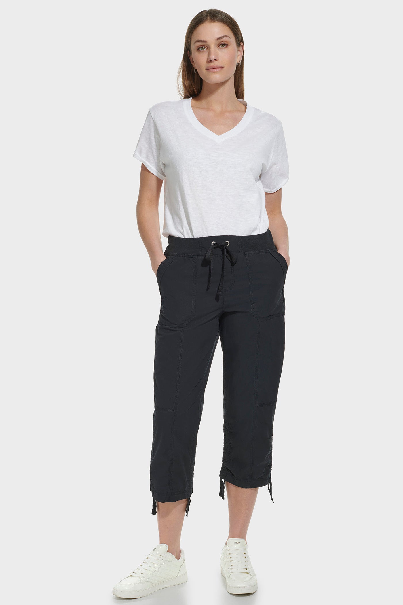 HIGH-RISE SHIRRED UTILITY CAPRI PANT VIEW 4 | DKNY Promo HIGH-RISE SHIRRED UTILITY CAPRI PANT VIEW 4 | DKNY Promo