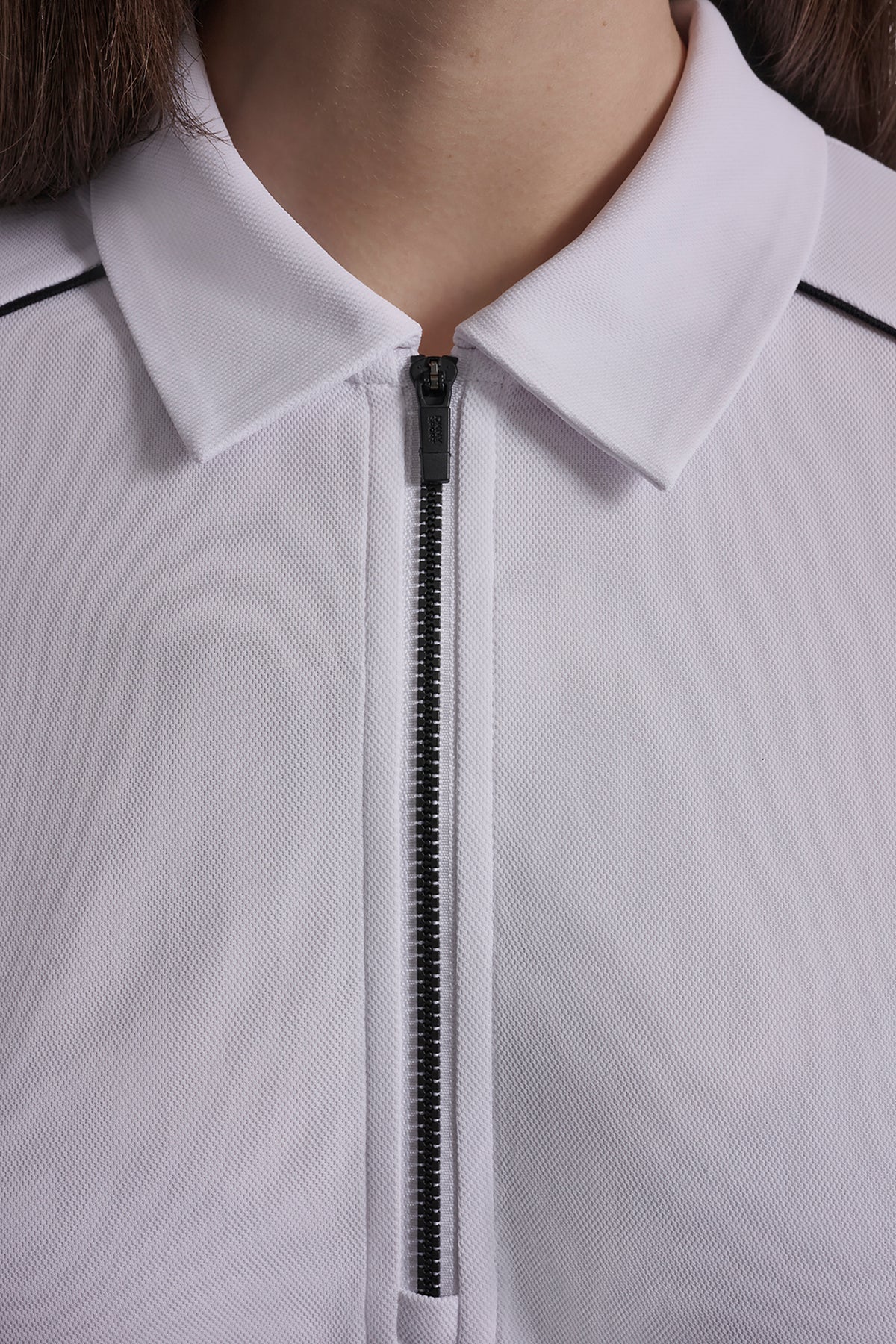 HALF-ZIP POLO DRESS WITH CONTRAST PIPING VIEW 2