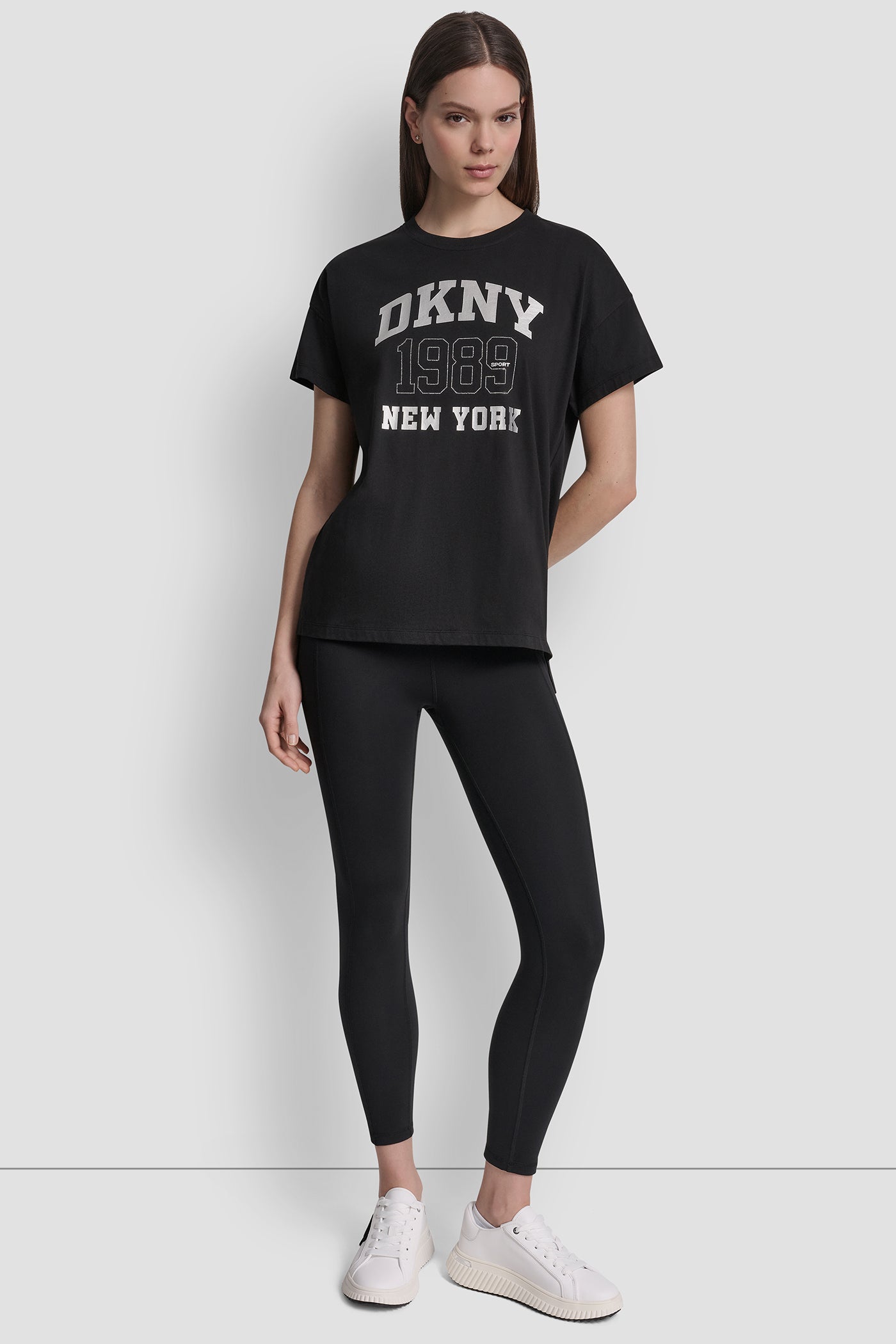 COTTON-JERSEY LOGO HIGH-LOW TEE VIEW 2