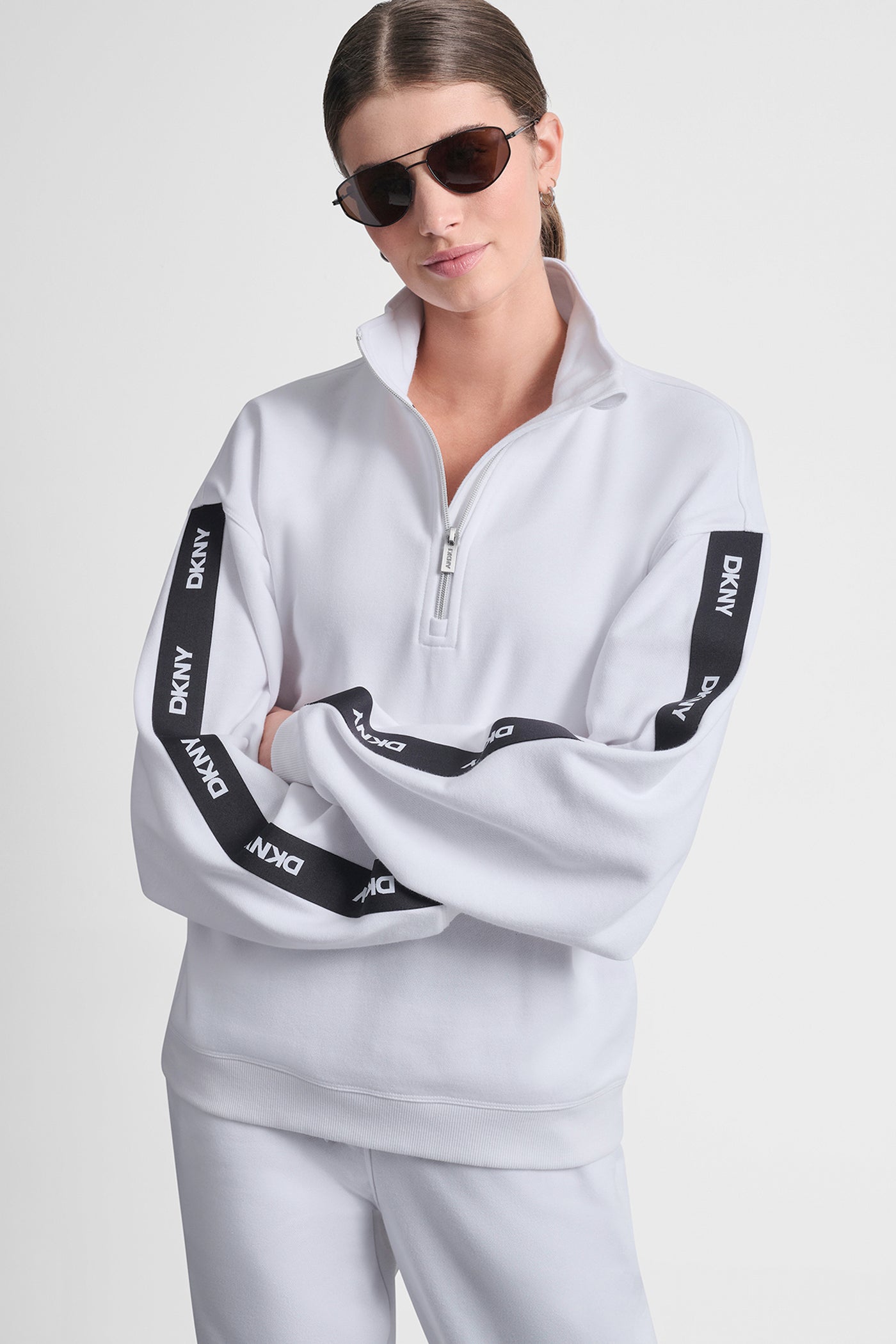 Logo Quarter Zip Sweatshirt | Pullover | DKNY