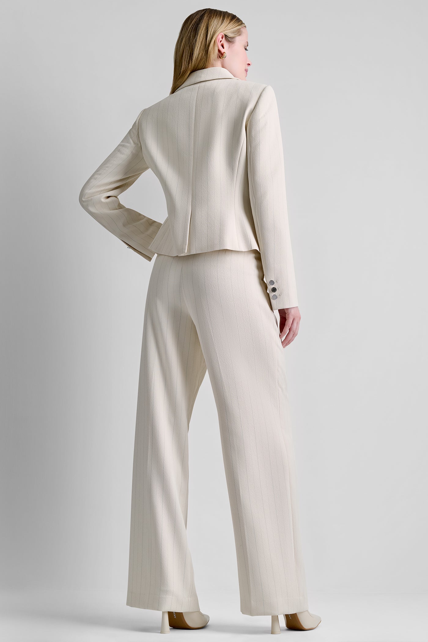 PINSTRIPE ONE-BUTTON BLAZER VIEW 2