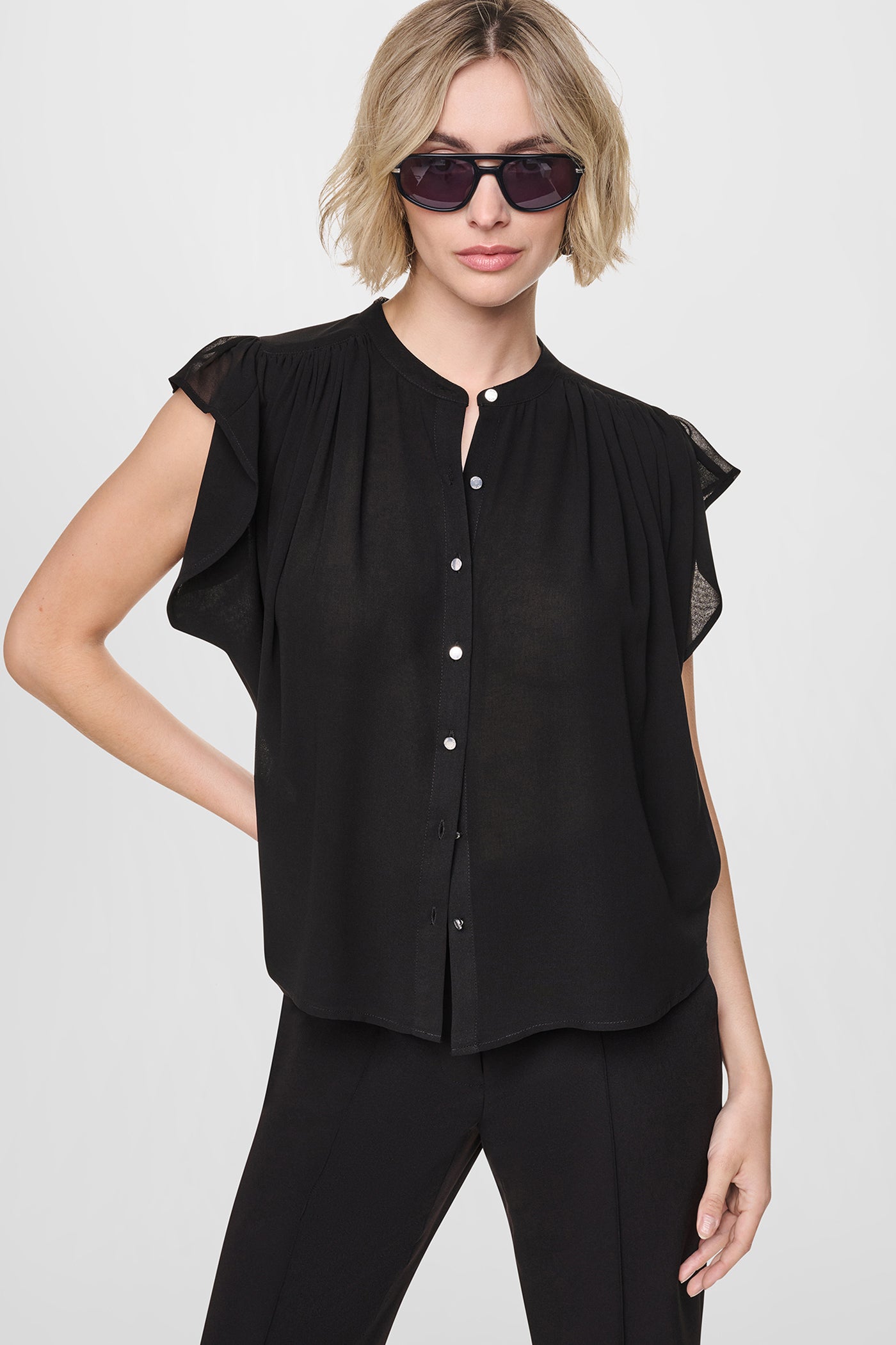 CHIFFON FLUTTER SLEEVE BLOUSE View 1 | SALE CHIFFON FLUTTER SLEEVE BLOUSE View 1 | SALE