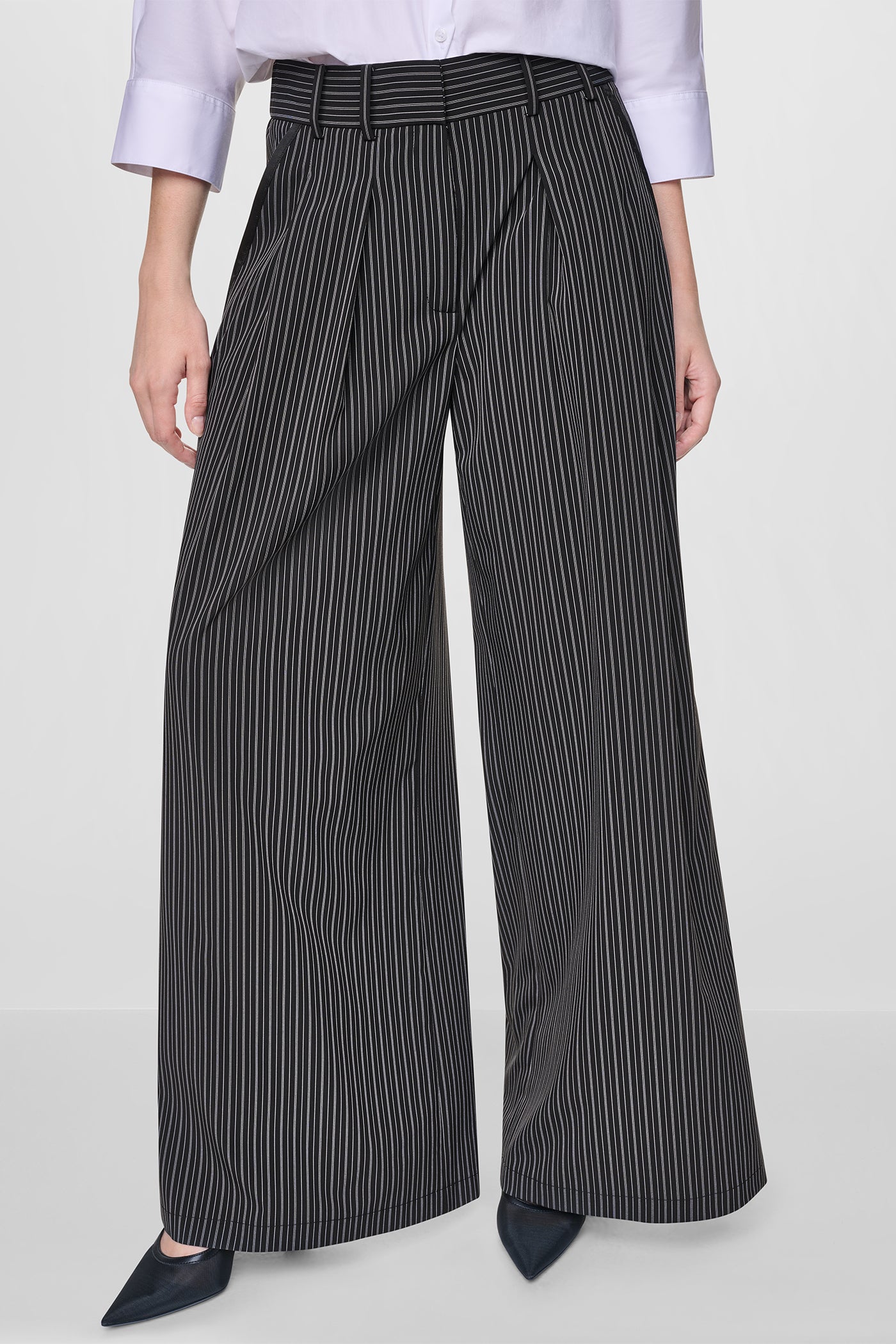 PINSTRIPE PLEATED STRAIGHT LEG COMMUTER PANT View 2 | SALE PINSTRIPE PLEATED STRAIGHT LEG COMMUTER PANT View 2 | SALE