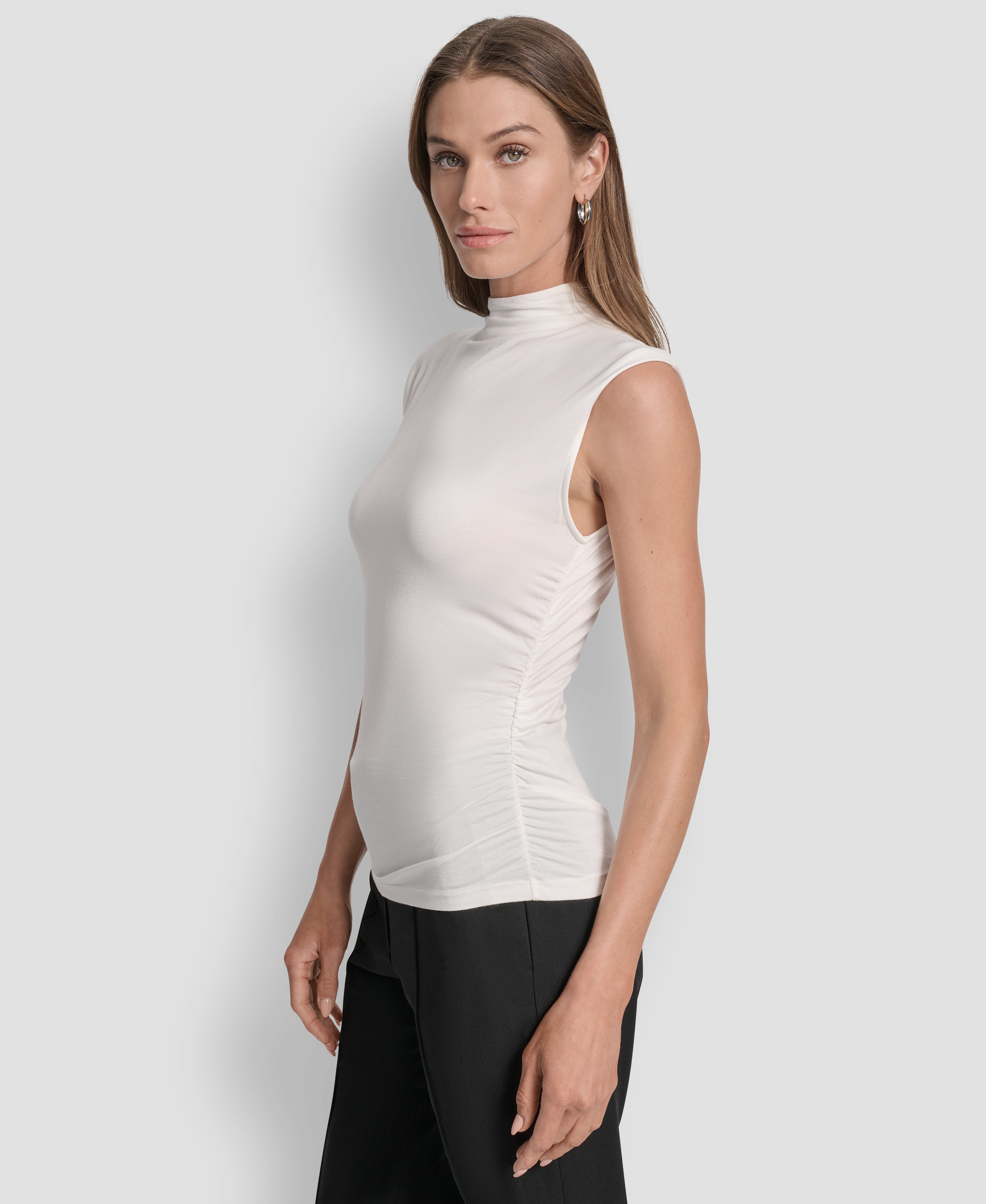 SLEEVELESS SIDE RUCHED TOP VIEW 3 | WOMEN'S SWEATERS & TOPS SLEEVELESS SIDE RUCHED TOP VIEW 3 | WOMEN'S SWEATERS & TOPS