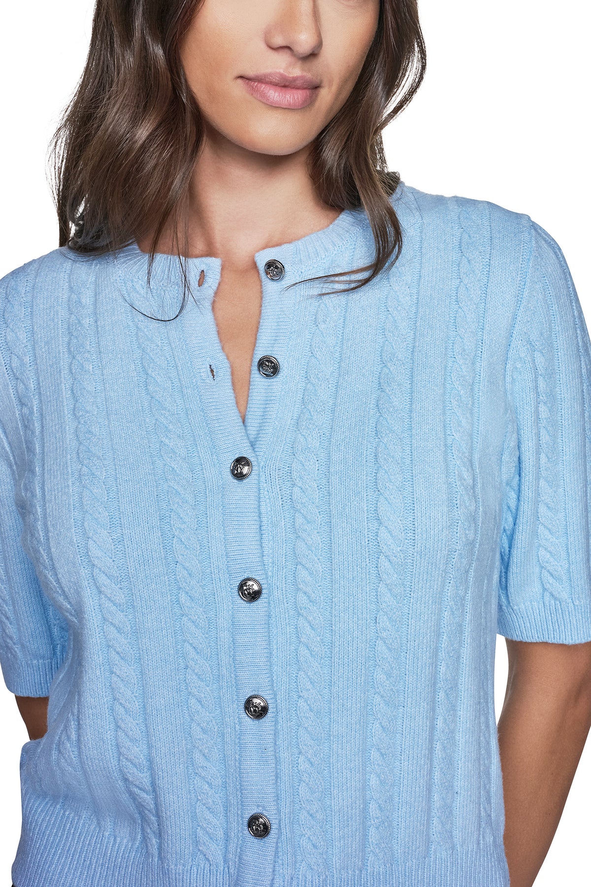 SHORT SLEEVE CABLE CARDIGAN View 2 | All Products SHORT SLEEVE CABLE CARDIGAN View 2 | All Products