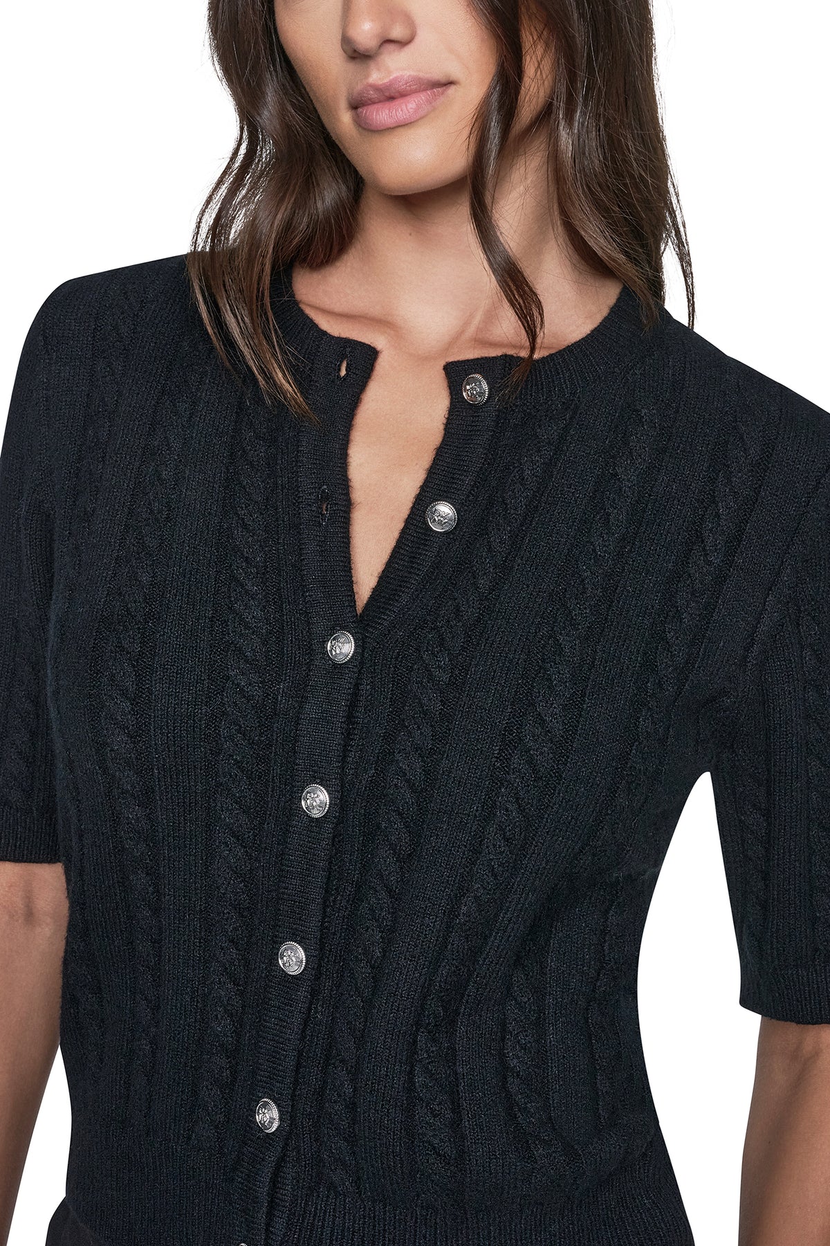 SHORT SLEEVE CABLE CARDIGAN View 2 | All Products SHORT SLEEVE CABLE CARDIGAN View 2 | All Products