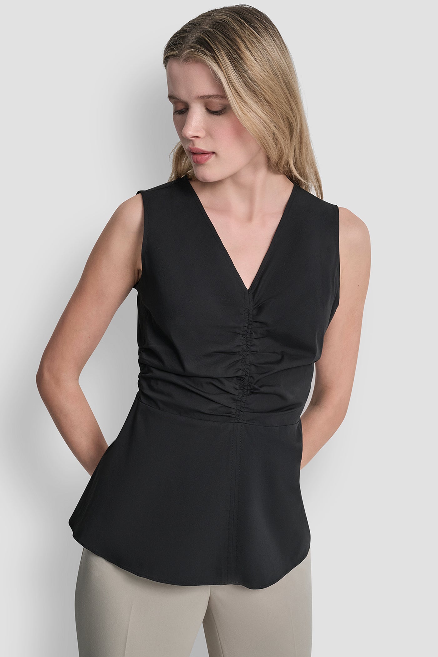 FRONT RUCHED SLEEVELESS TOP View 2 | Clothing FRONT RUCHED SLEEVELESS TOP View 2 | Clothing