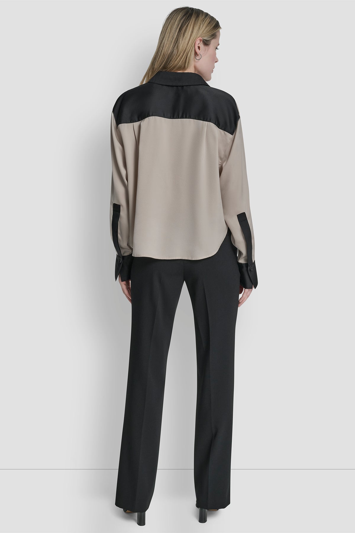 COLOR BLOCK BUTTON-FRONT BLOUSE VIEW 2
