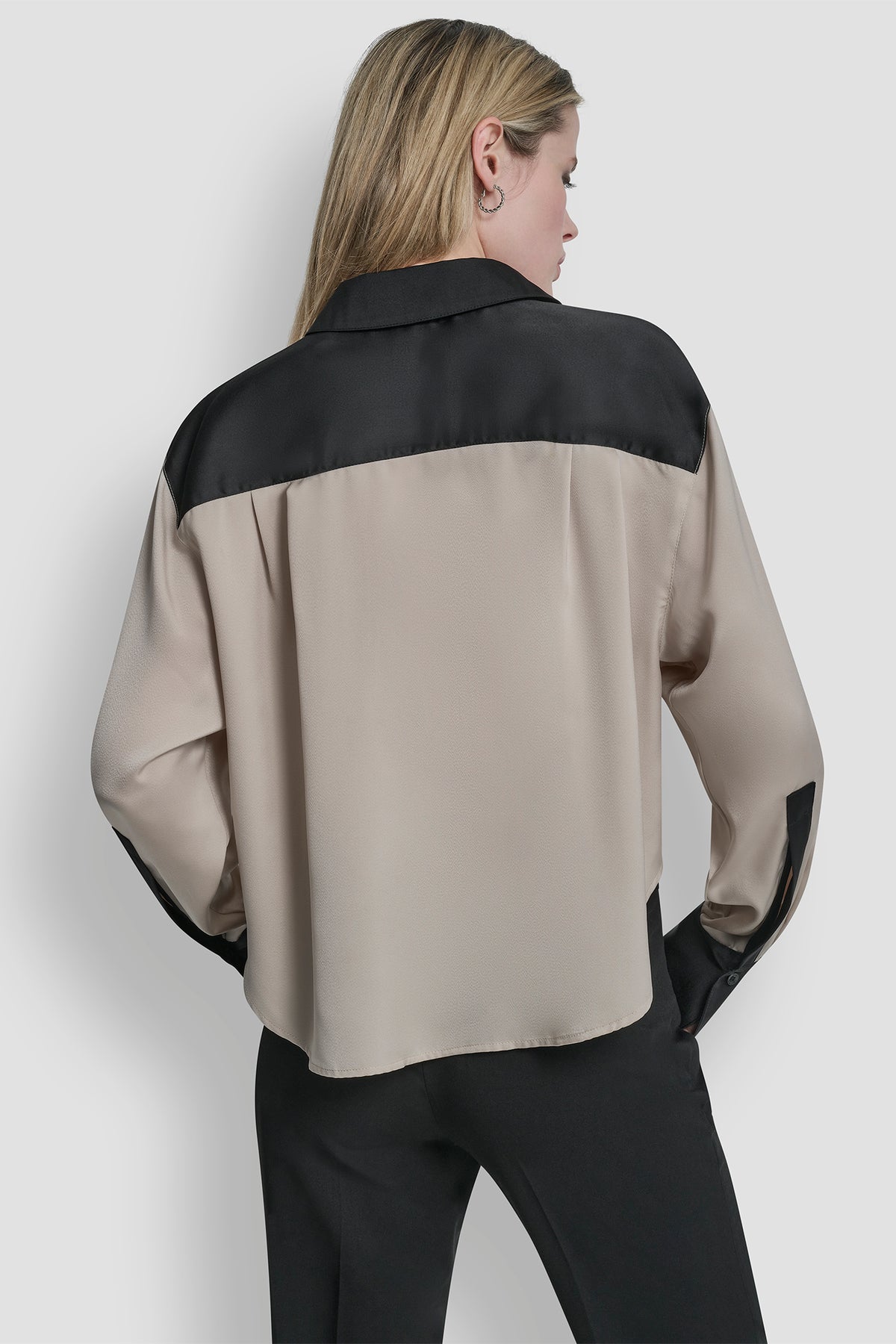 COLOR BLOCK BUTTON-FRONT BLOUSE VIEW 2