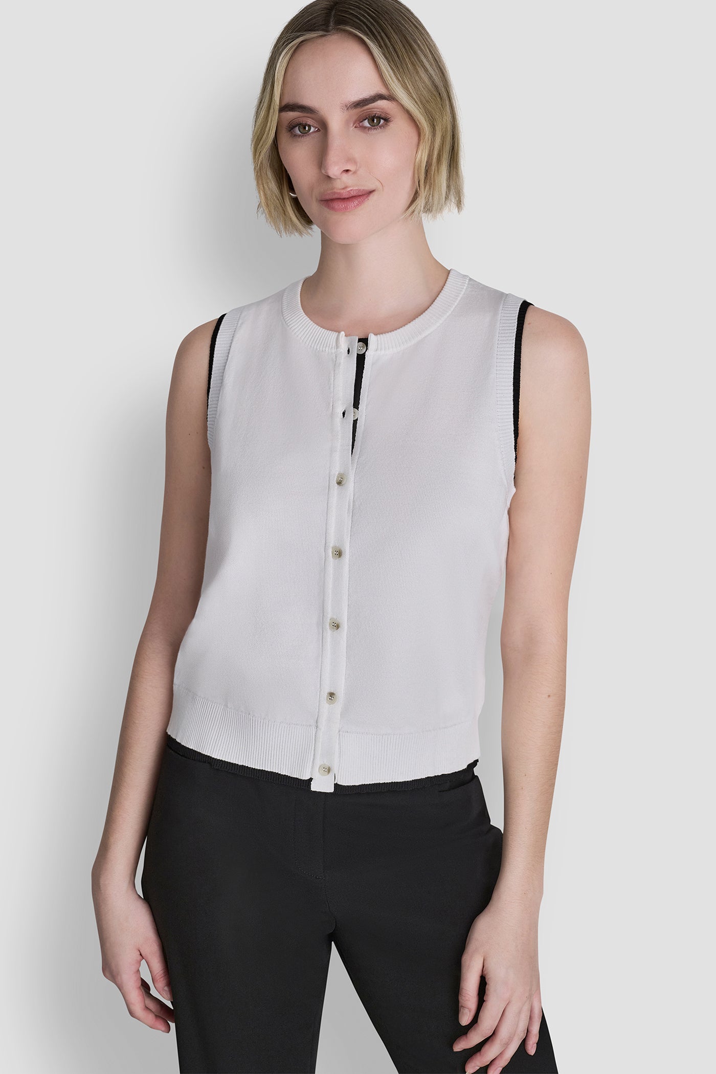 COLOR BLOCK SLEEVELESS SWEATER VEST View 1 | Women's Clearance COLOR BLOCK SLEEVELESS SWEATER VEST View 1 | Women's Clearance