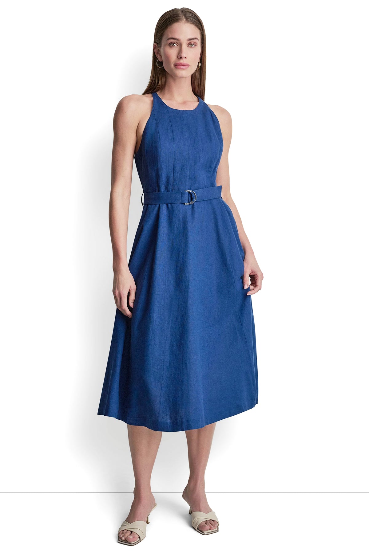LINEN-BLEND SLEEVELESS MIDI DRESS View 2 | Dresses Under $100 LINEN-BLEND SLEEVELESS MIDI DRESS View 2 | Dresses Under $100