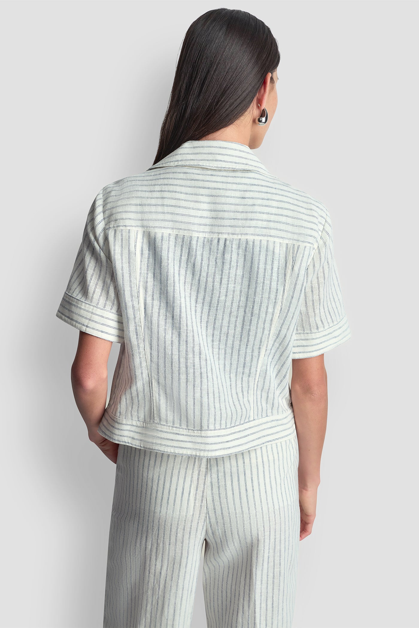 PINSTRIPE SHORT SLEEVE MOTO JACKET VIEW 3 | Women's Clearance PINSTRIPE SHORT SLEEVE MOTO JACKET VIEW 3 | Women's Clearance