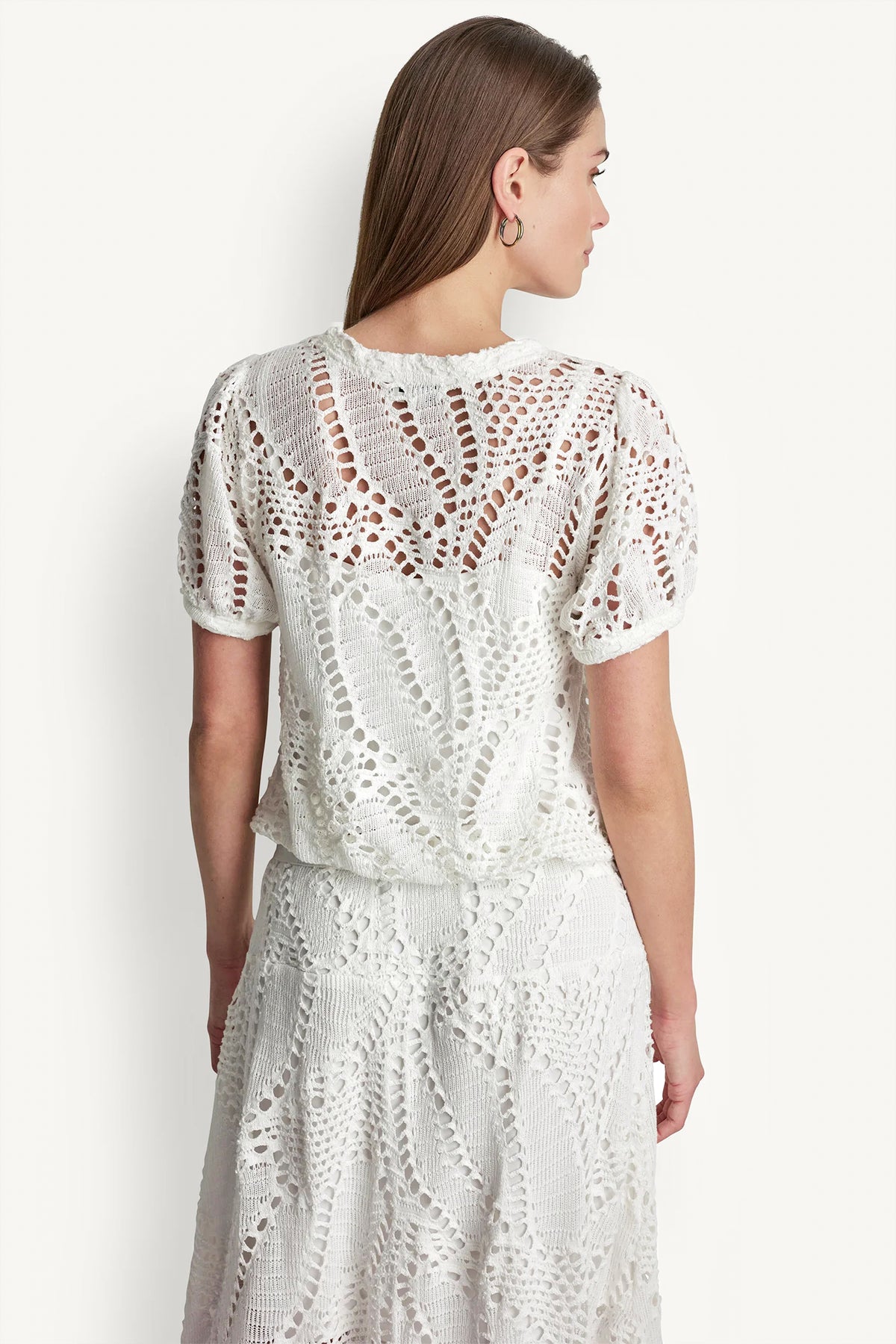 SHORT SLEEVE CROCHET LEAF TOP VIEW 2
