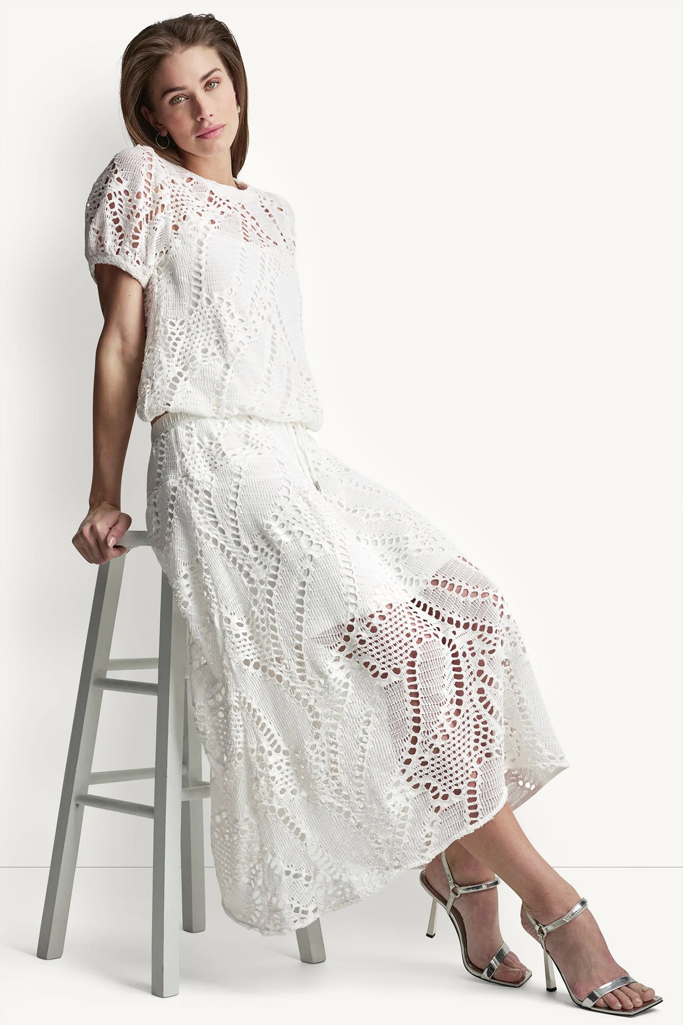 COTTON-BLEND CROCHET LEAF MIDI SKIRT View 1 | Skirts COTTON-BLEND CROCHET LEAF MIDI SKIRT View 1 | Skirts