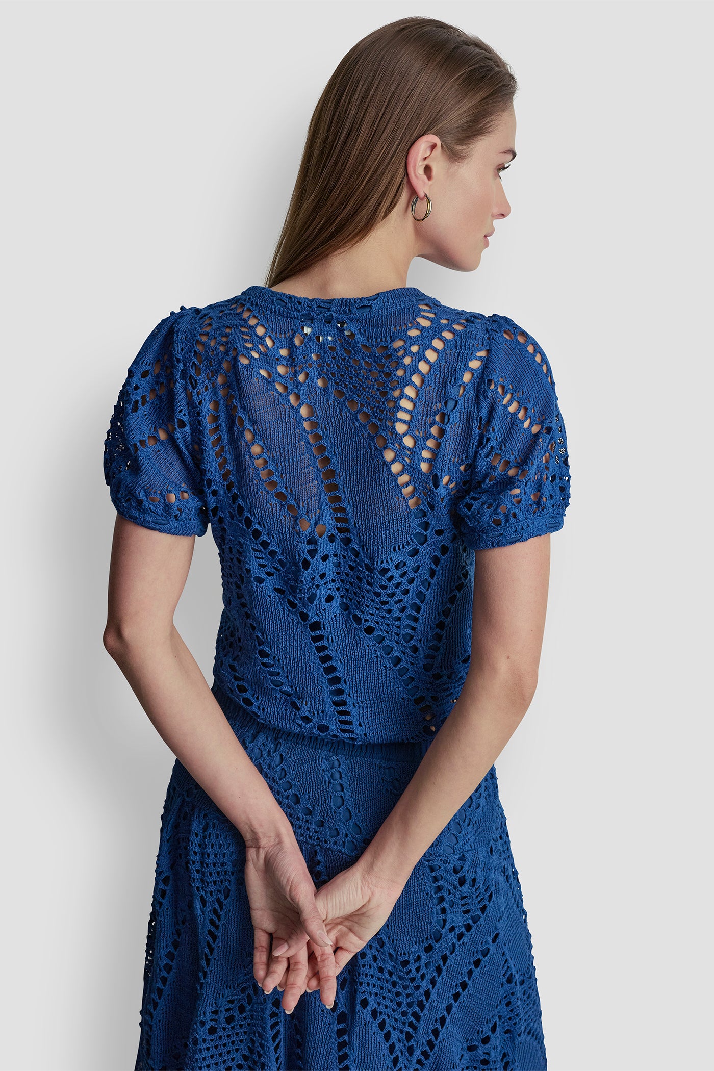 SHORT SLEEVE CROCHET LEAF TOP VIEW 3 | Gifts Under $100 SHORT SLEEVE CROCHET LEAF TOP VIEW 3 | Gifts Under $100