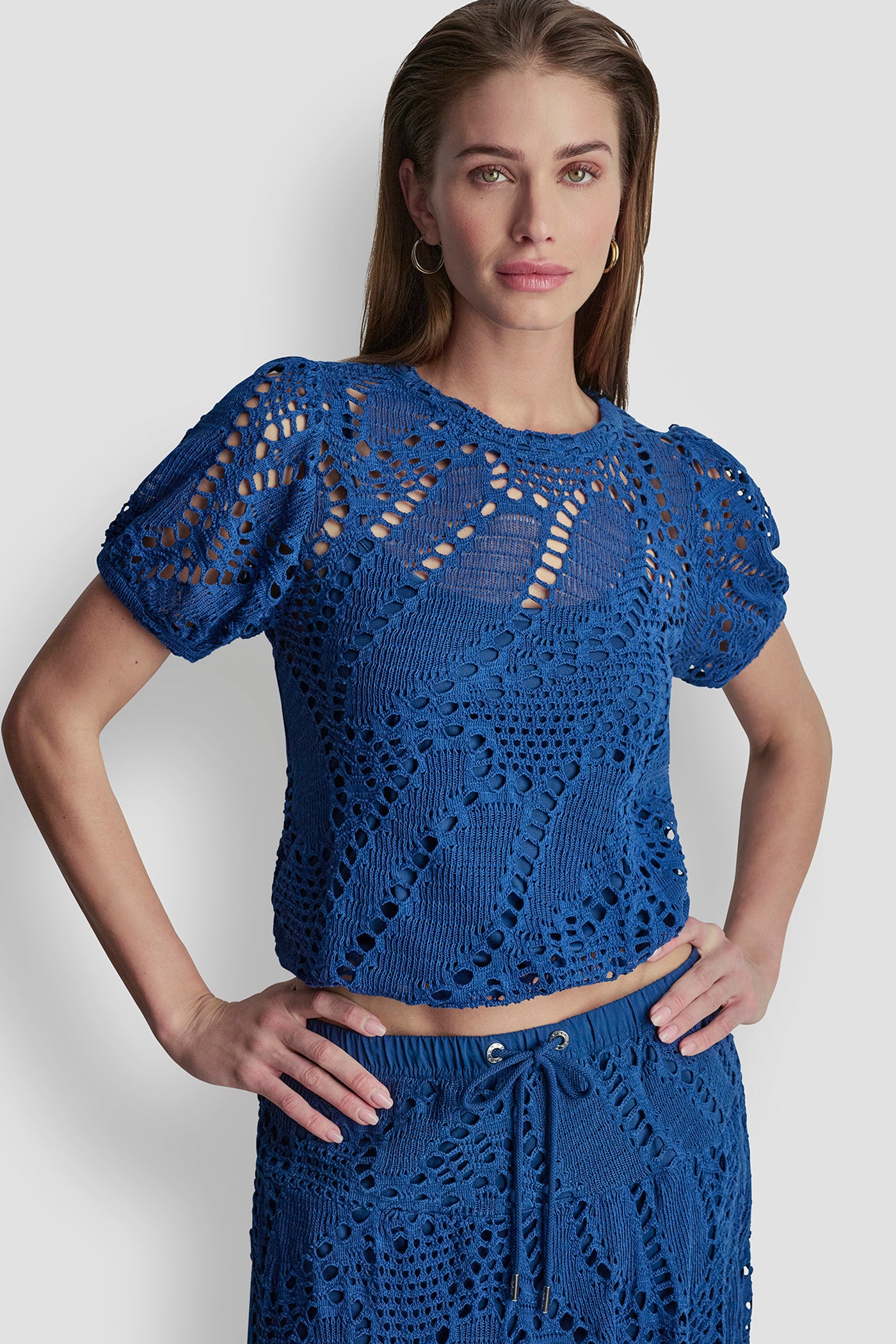 SHORT SLEEVE CROCHET LEAF TOP View 1 | Gifts Under $100 SHORT SLEEVE CROCHET LEAF TOP View 1 | Gifts Under $100
