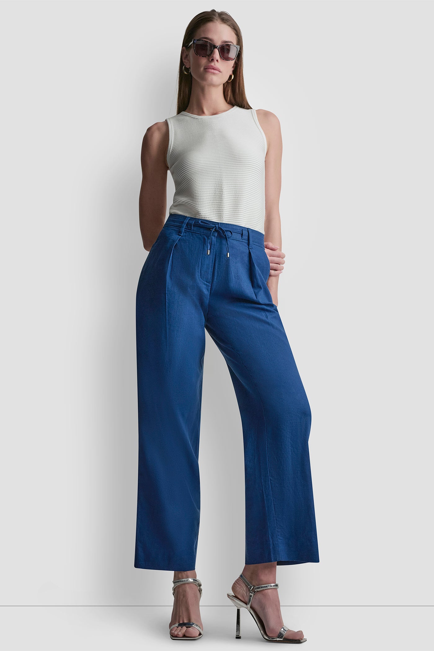 MID-RISE LINEN-BLEND TIE-WAIST PLEATED PANT View 1 | Pants & Denim MID-RISE LINEN-BLEND TIE-WAIST PLEATED PANT View 1 | Pants & Denim