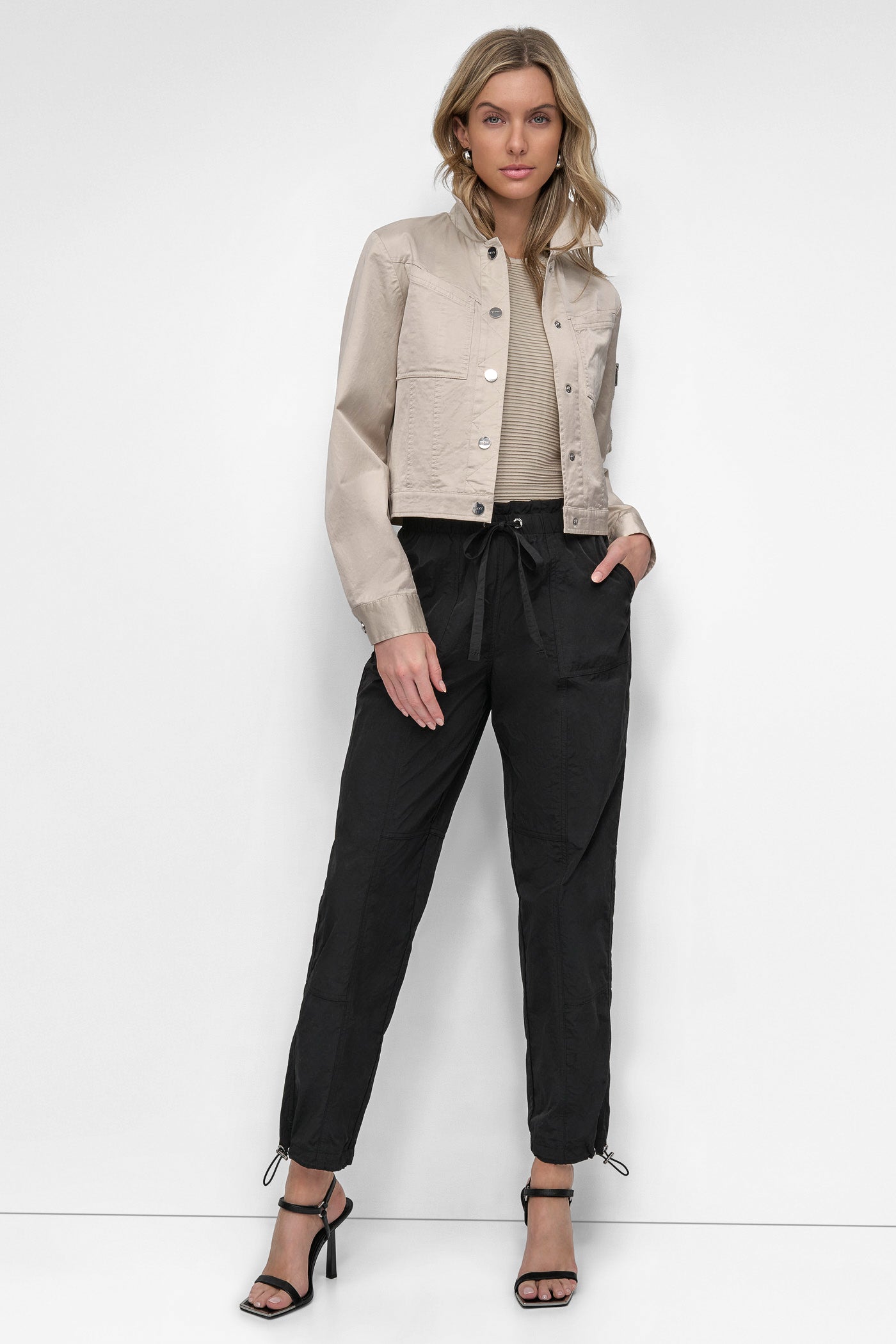 LONG SLEEVE CROPPED SATEEN JACKET VIEW 6 LONG SLEEVE CROPPED SATEEN JACKET VIEW 6