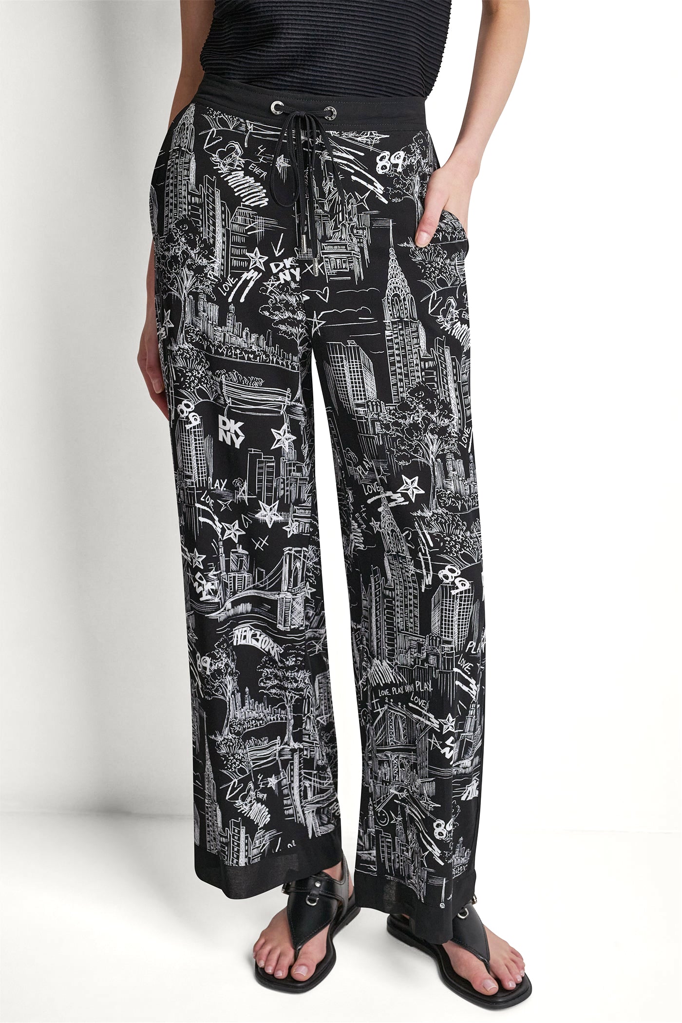 PRINTED DRAWSTRING WIDE LEG PANT View 2 | Pants & Denim PRINTED DRAWSTRING WIDE LEG PANT View 2 | Pants & Denim