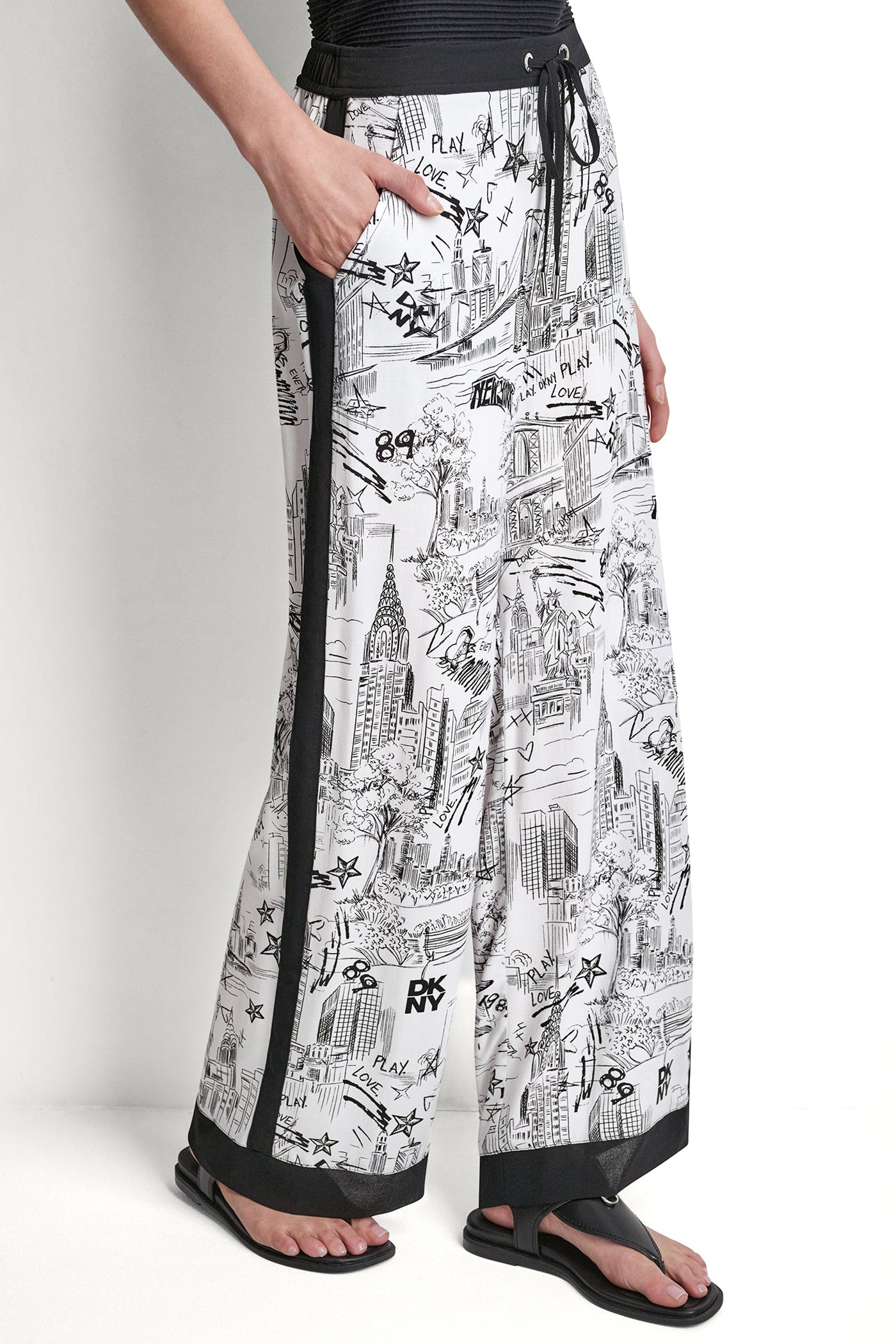 PRINTED DRAWSTRING WIDE LEG PANT VIEW 4 | Pants & Denim PRINTED DRAWSTRING WIDE LEG PANT VIEW 4 | Pants & Denim