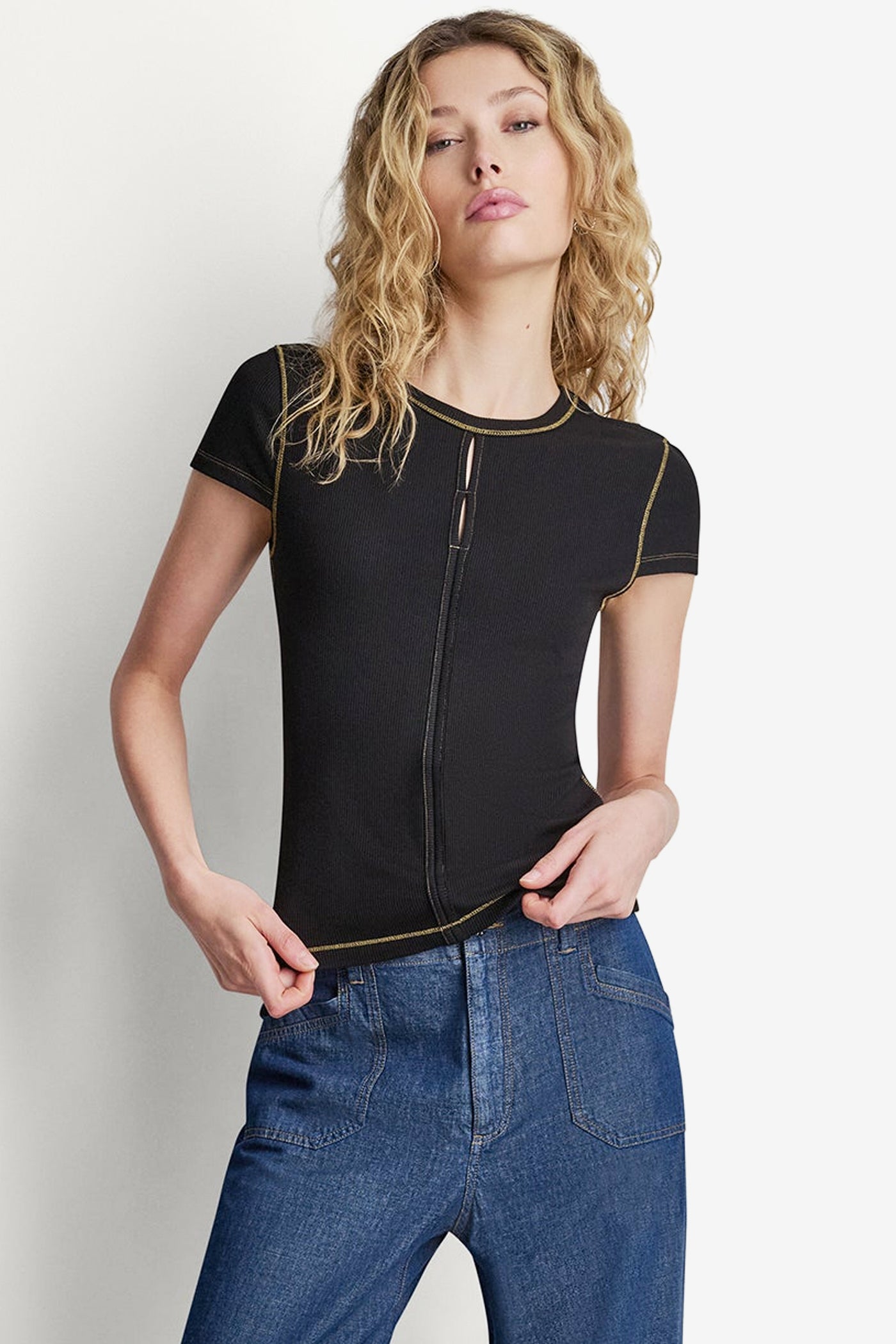 CONTRAST STITCH KNIT TOP View 1 | SALE CONTRAST STITCH KNIT TOP View 1 | SALE