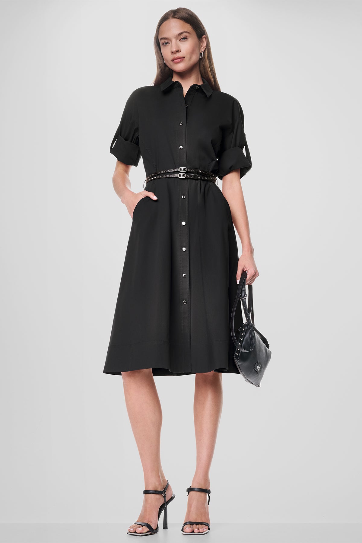 donna karan women's belted a-line dress Donna Karan New York Women's Floral-Print Belted A-Line Midi Dress