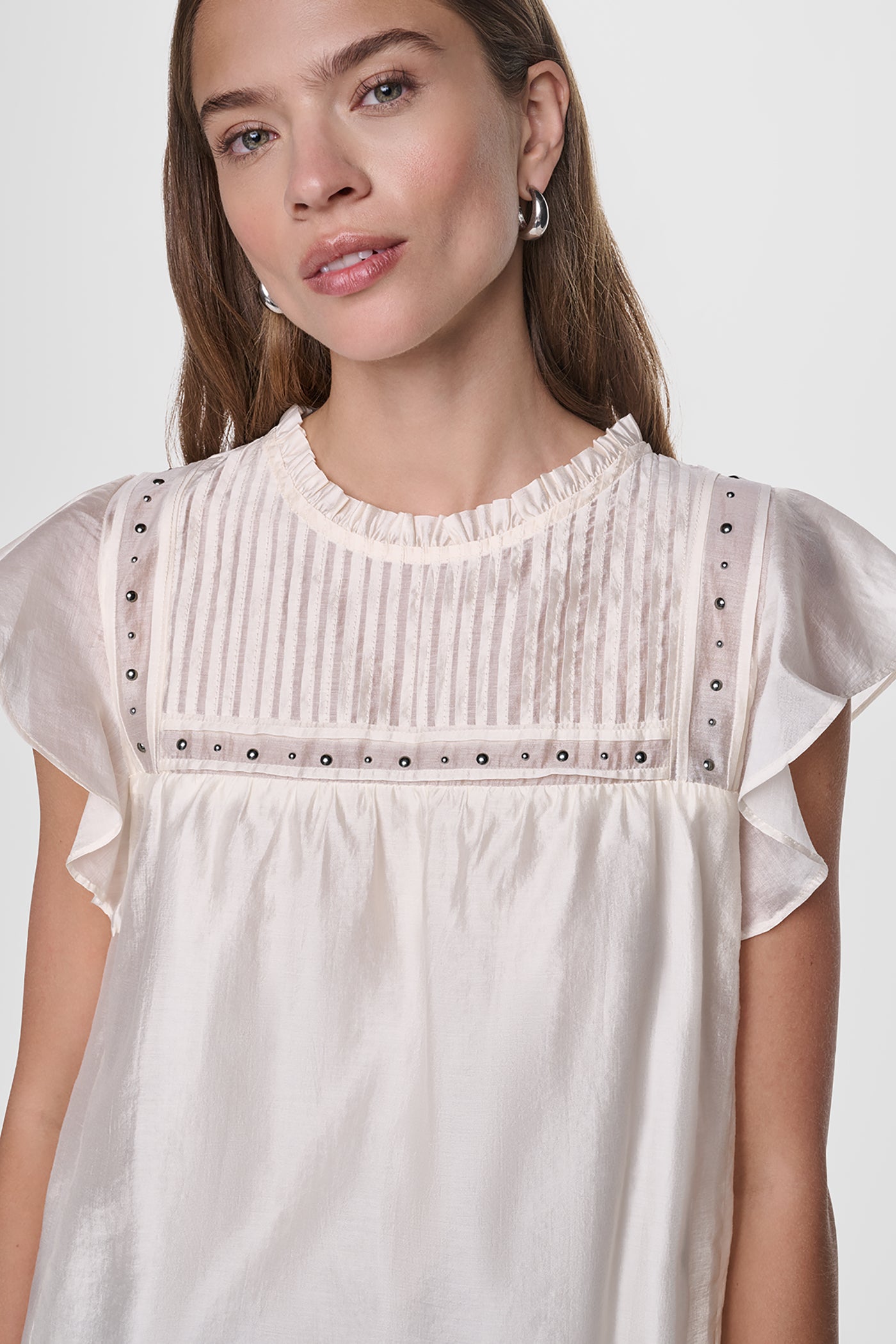 PLEATED STUDDED BLOUSE View 2 | SALE PLEATED STUDDED BLOUSE View 2 | SALE