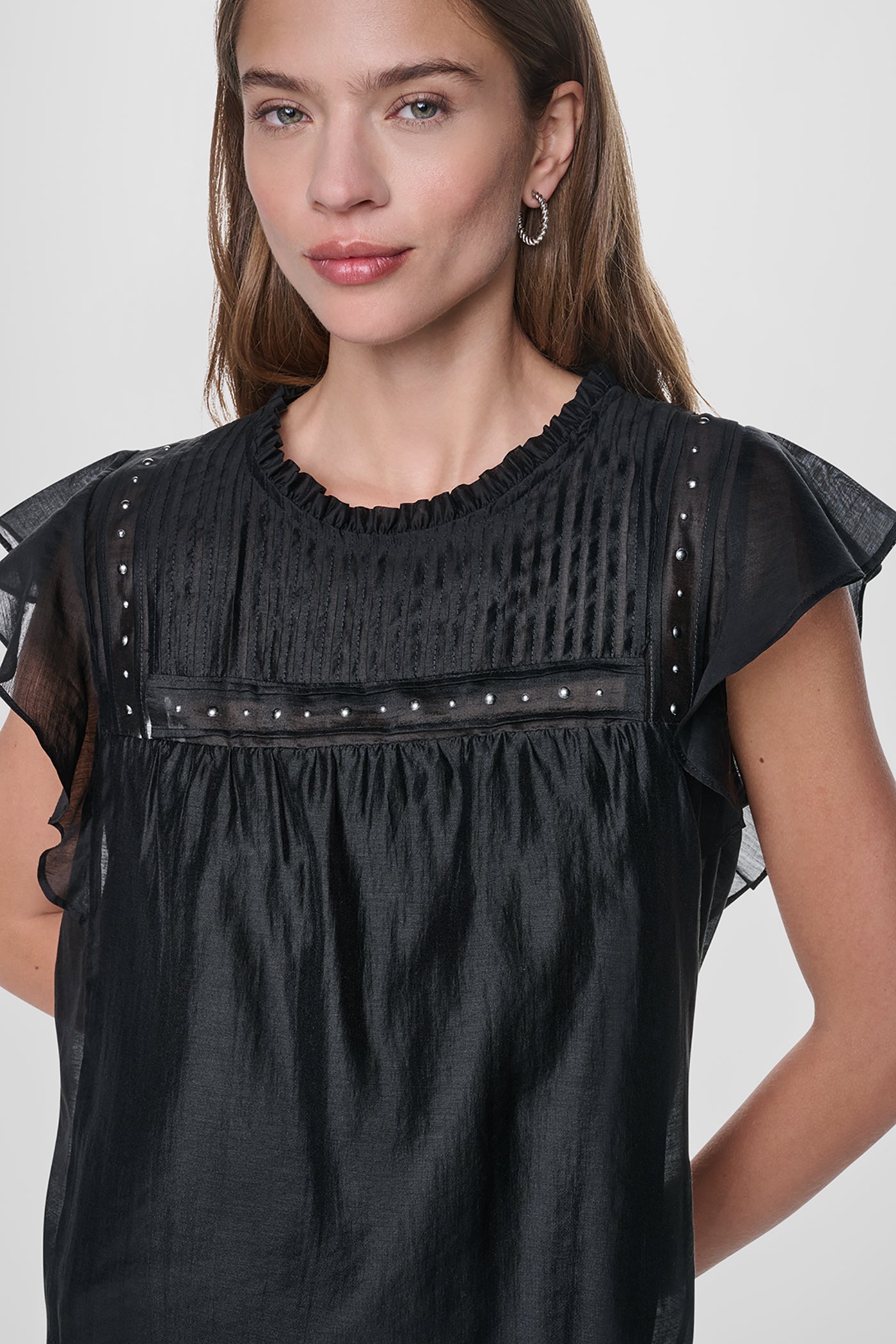 PLEATED STUDDED BLOUSE View 1 | SALE PLEATED STUDDED BLOUSE View 1 | SALE