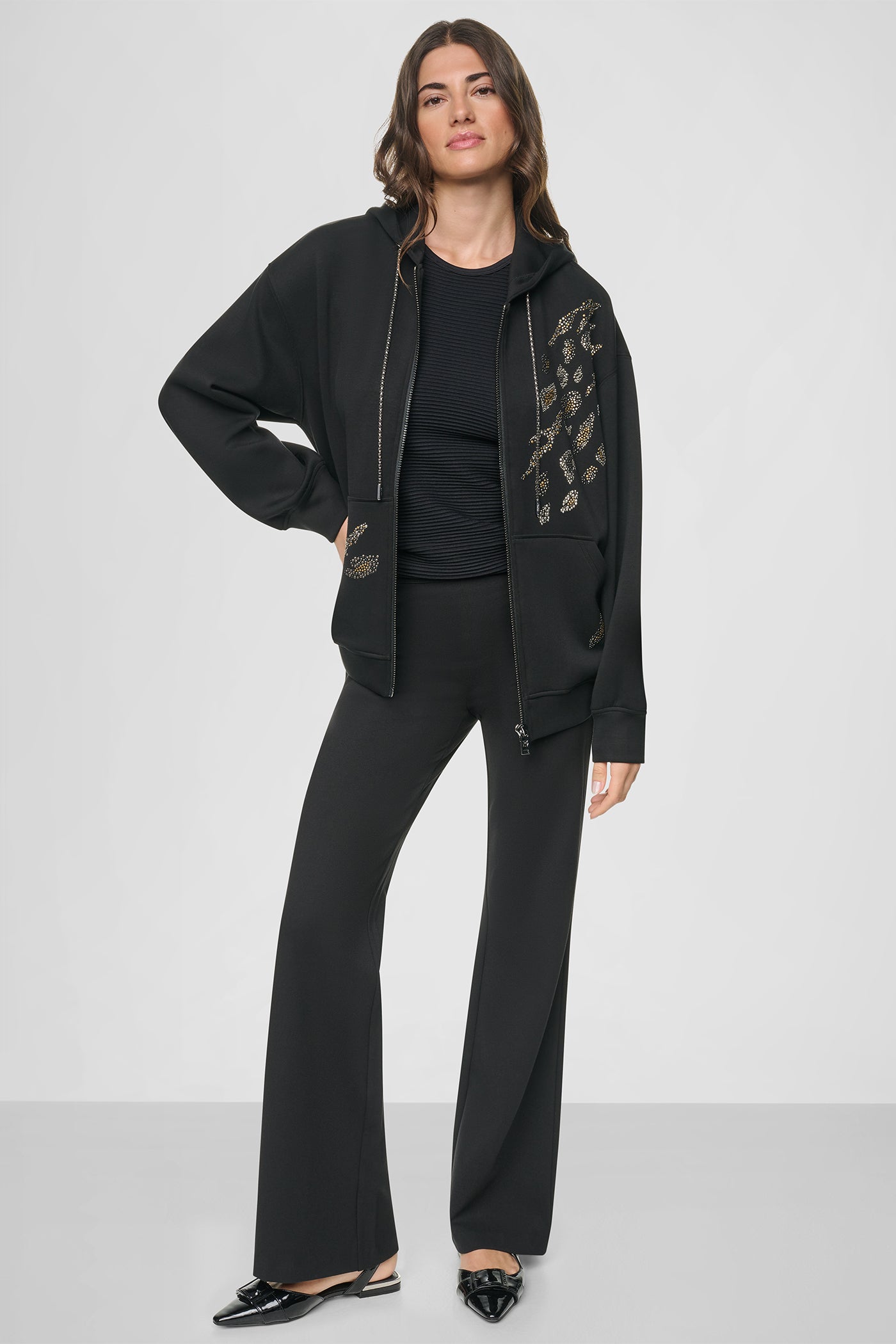 STUDDED ANIMAL PRINT HOODIE VIEW 2