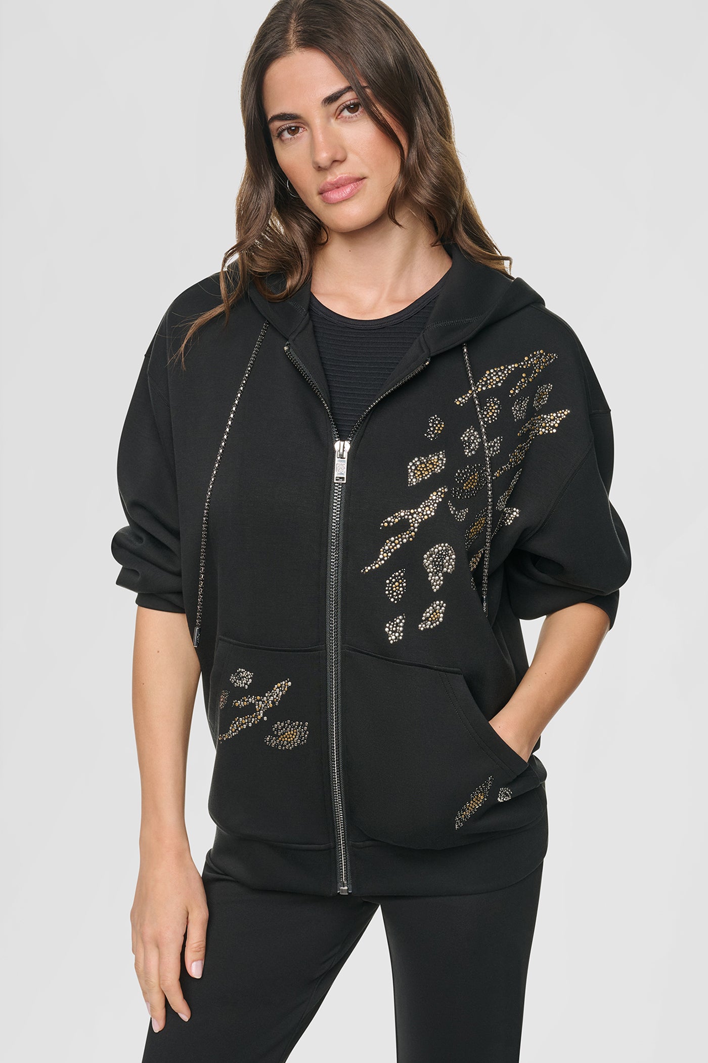 STUDDED ANIMAL PRINT HOODIE View 1 | SALE STUDDED ANIMAL PRINT HOODIE View 1 | SALE
