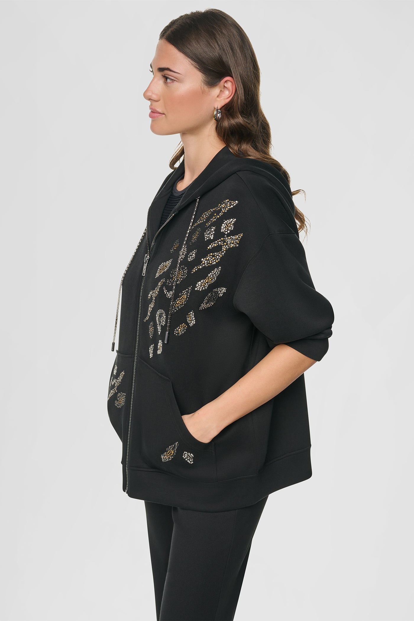 STUDDED ANIMAL PRINT HOODIE VIEW 2