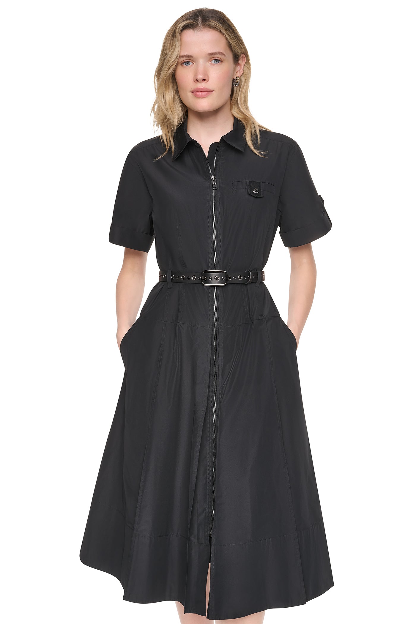MEMORY TAFFETA ZIP FRONT DRESS View 2 | SALE MEMORY TAFFETA ZIP FRONT DRESS View 2 | SALE