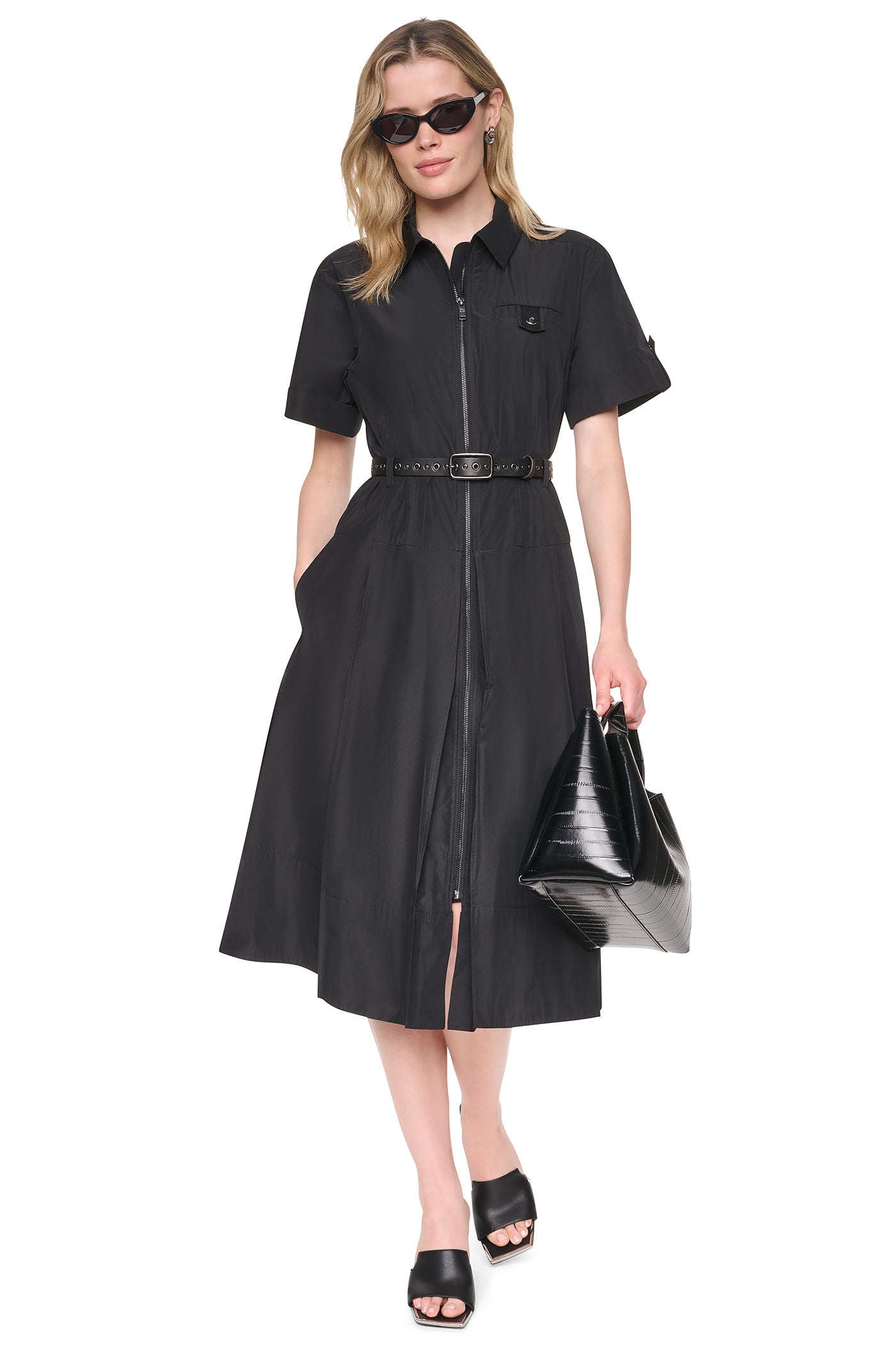 MEMORY TAFFETA ZIP FRONT DRESS View 1 | SALE MEMORY TAFFETA ZIP FRONT DRESS View 1 | SALE