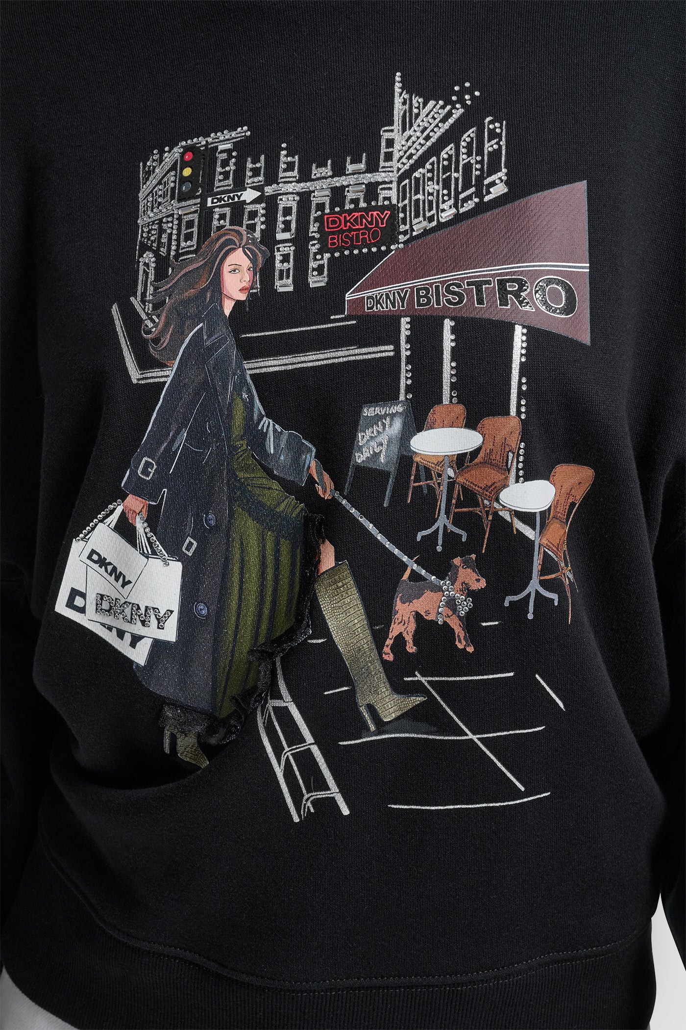 LONG SLEEVE DKNY BISTRO CONVERSATIONAL FRENCH TERRY SHIRT VIEW 4 | WOMEN'S SWEATERS & TOPS LONG SLEEVE DKNY BISTRO CONVERSATIONAL FRENCH TERRY SHIRT VIEW 4 | WOMEN'S SWEATERS & TOPS