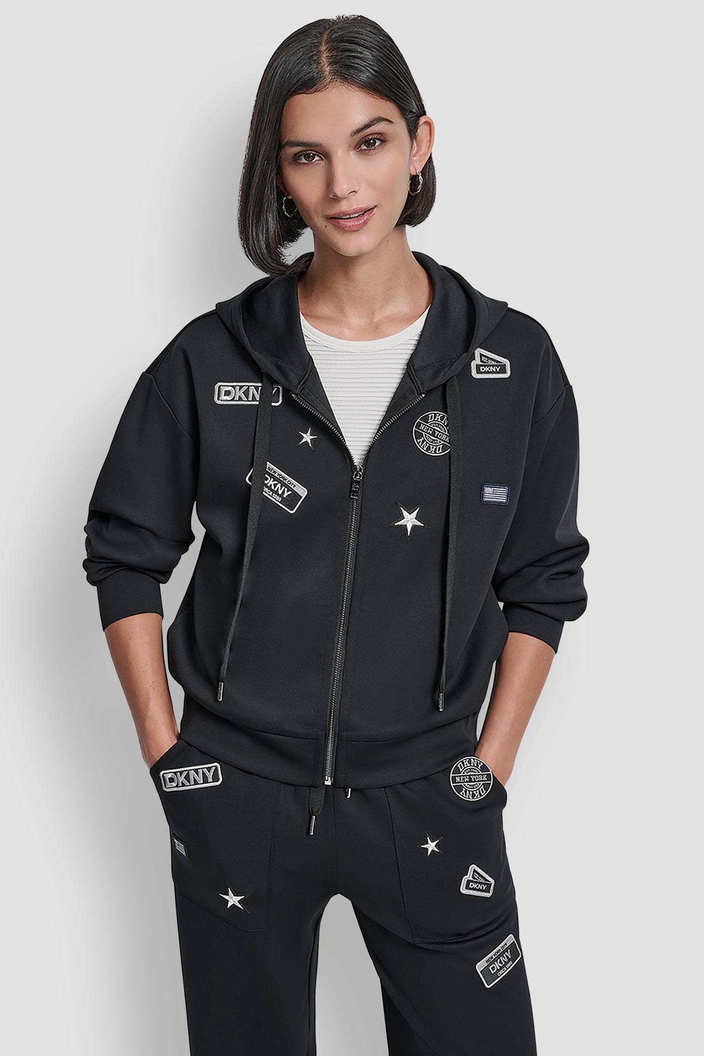 LONG SLEEVE PINS AND PATCHES SCUBA ZIP UP JACKET VIEW 1 | MATCHING SETS LONG SLEEVE PINS AND PATCHES SCUBA ZIP UP JACKET VIEW 1 | MATCHING SETS