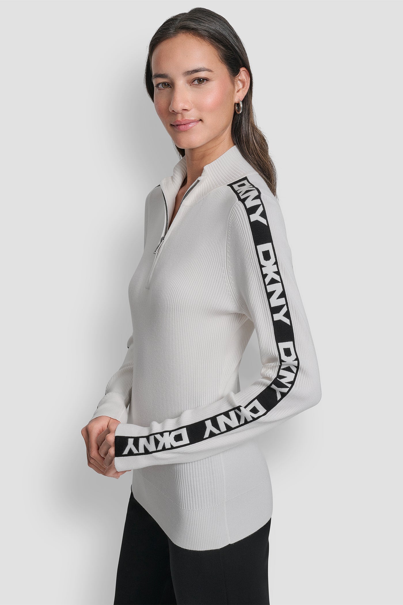 LONG SLEEVE 1/4 ZIP LOGO TAPE SWEATER VIEW 3 | WOMEN'S SWEATERS & TOPS LONG SLEEVE 1/4 ZIP LOGO TAPE SWEATER VIEW 3 | WOMEN'S SWEATERS & TOPS